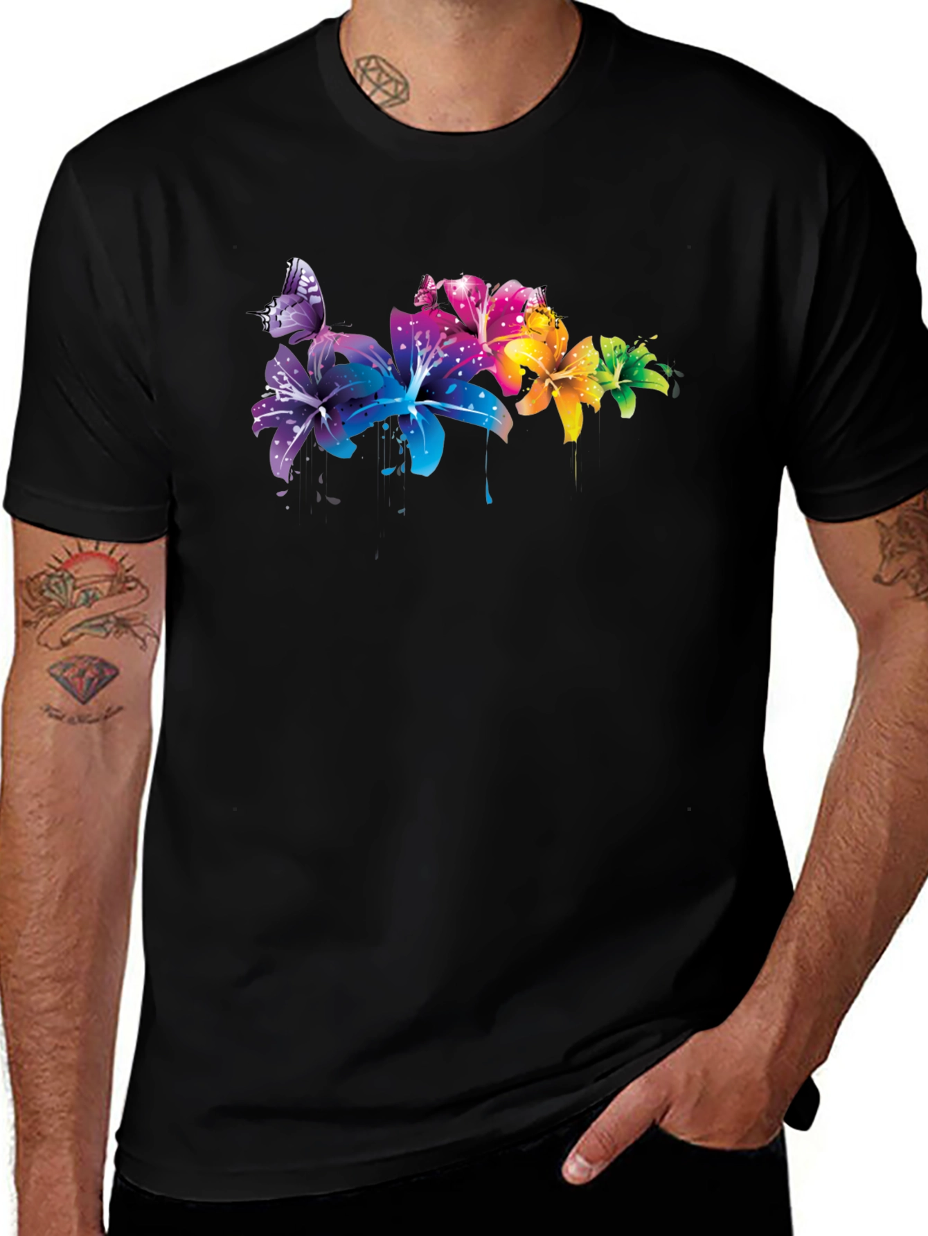 Variant 29 of Vibrant Floral Butterfly Graphic T-Shirt