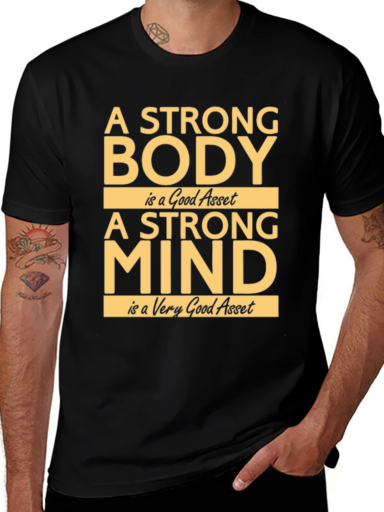 Variant 28 of Strong Body & Mind Graphic Tee - Motivational Fitness Shirt