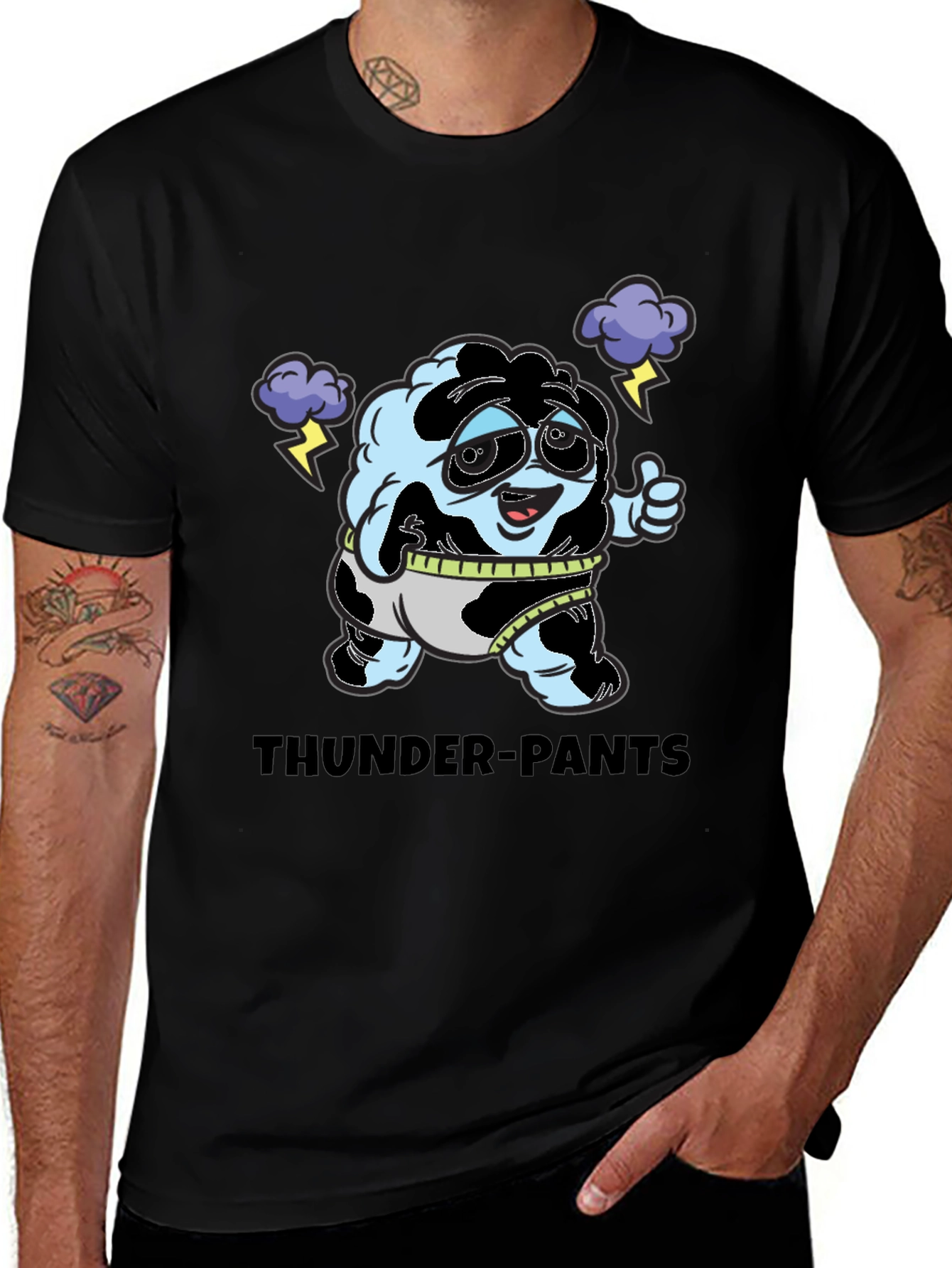 Variant 25 of Thunder-Pants Cartoon Black T-Shirt