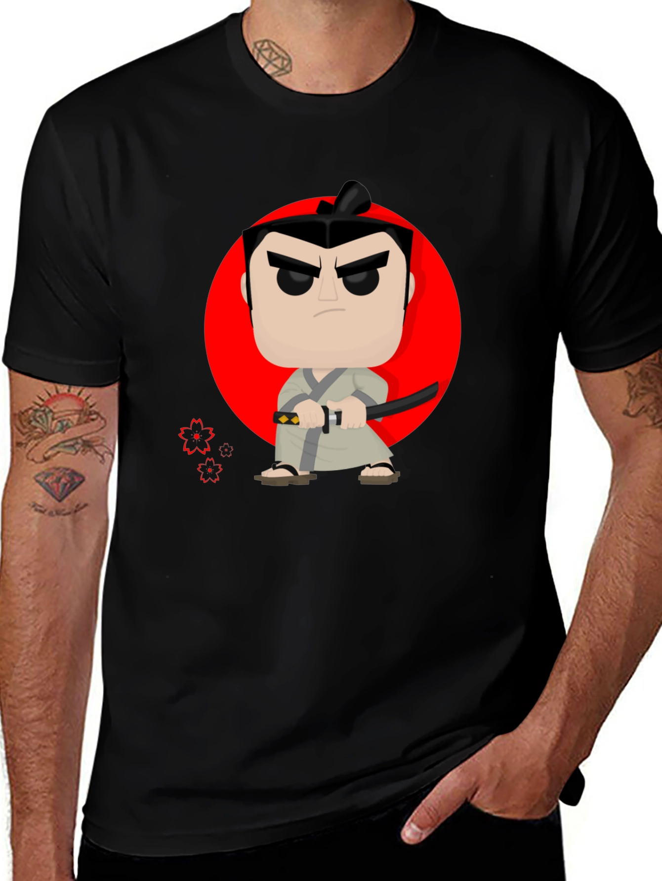 Samurai Jack Pop Art T-Shirt - Black Cotton Tee