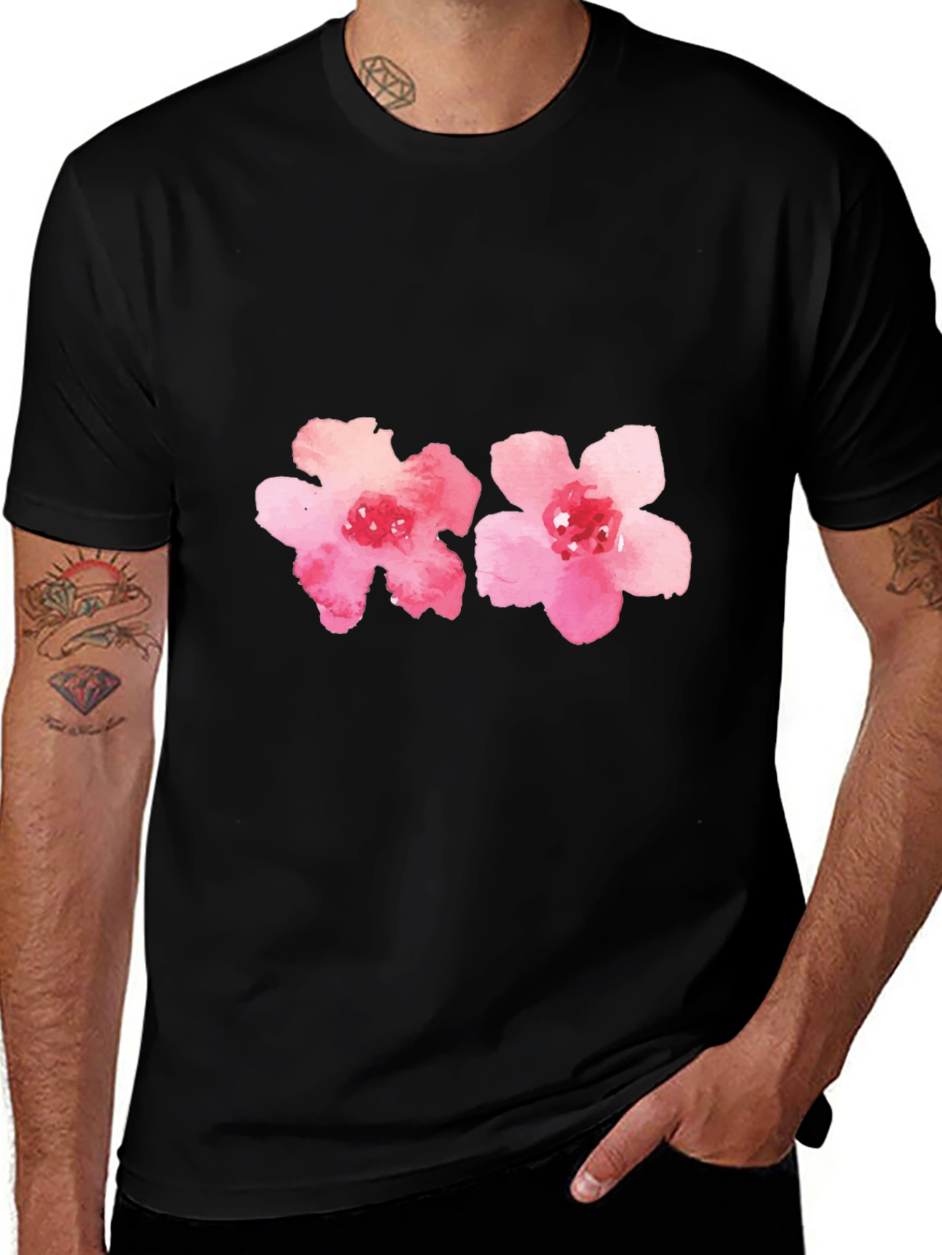 Variant 17 of Floral Print Black T-Shirt