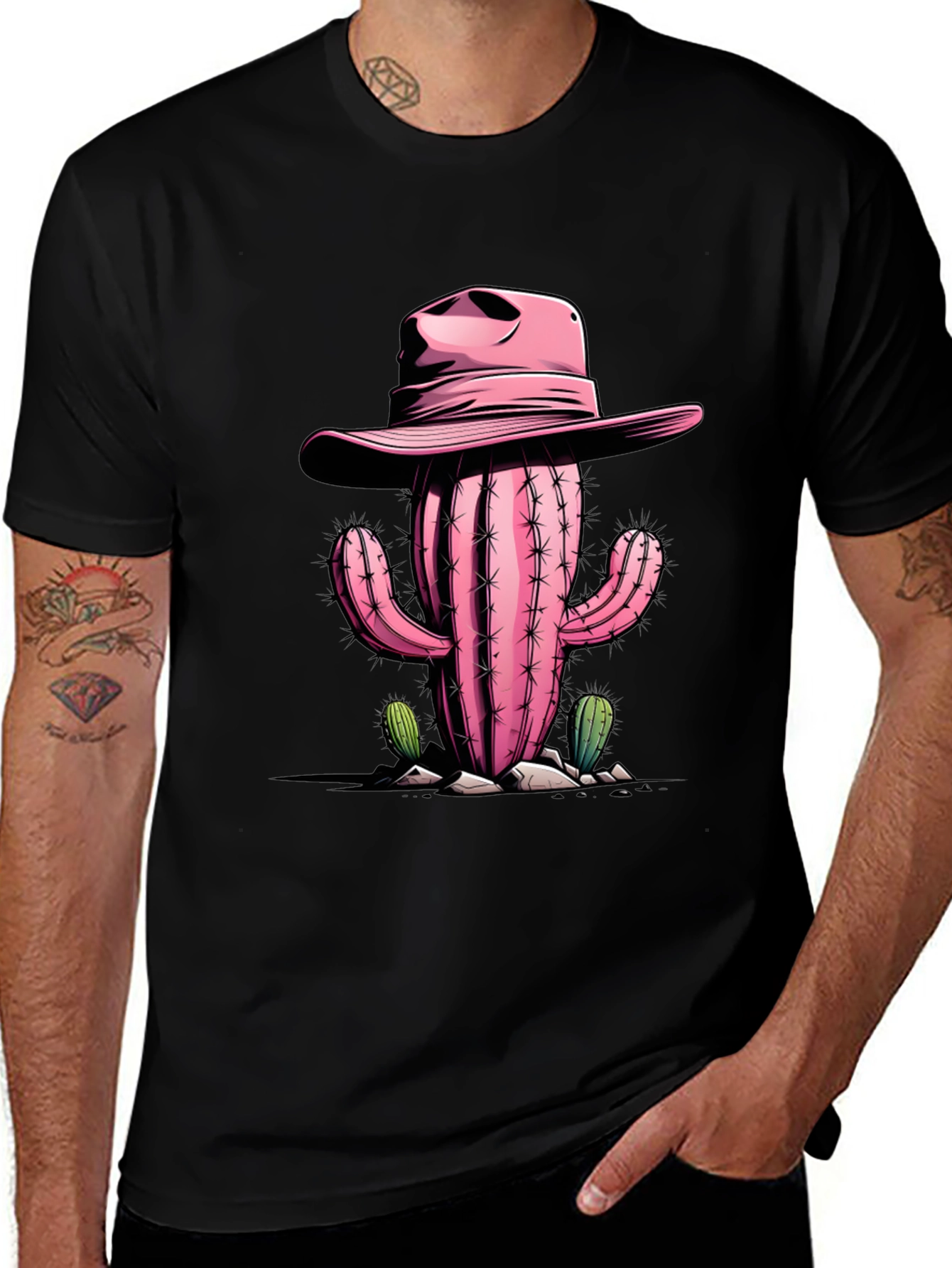 Variant 17 of Pink Cactus Cowboy Graphic Tee - Western Style Shirt