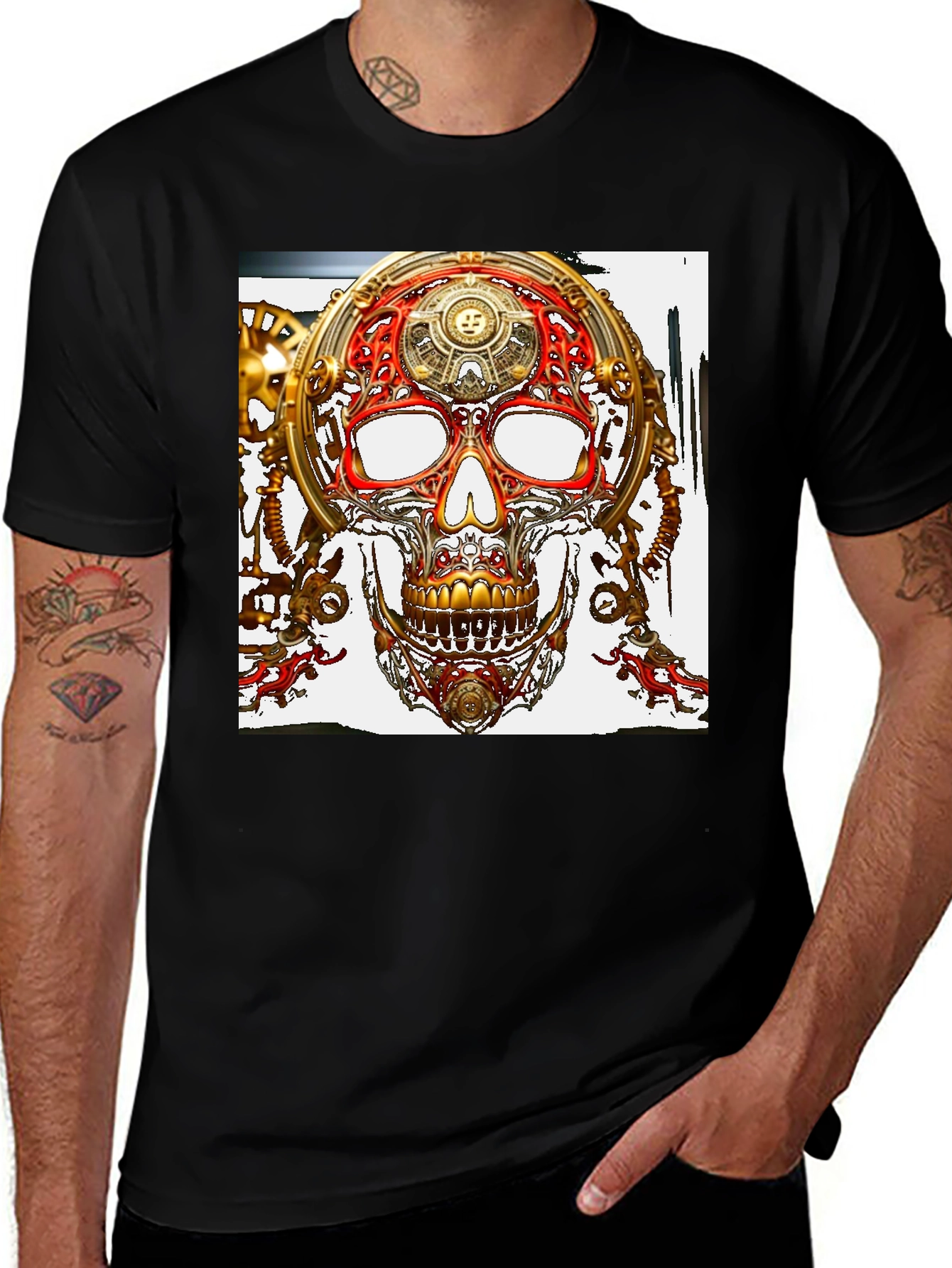 Variant 22 of Steampunk Skull Graphic Tee - Unique Metal Design
