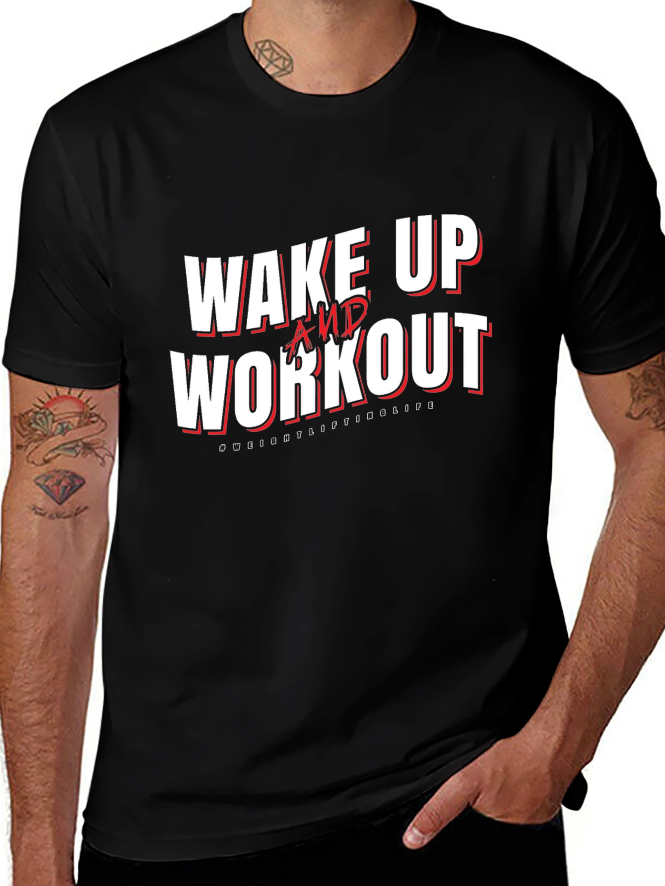 Variant 25 of Wake Up and Workout Black Graphic Tee