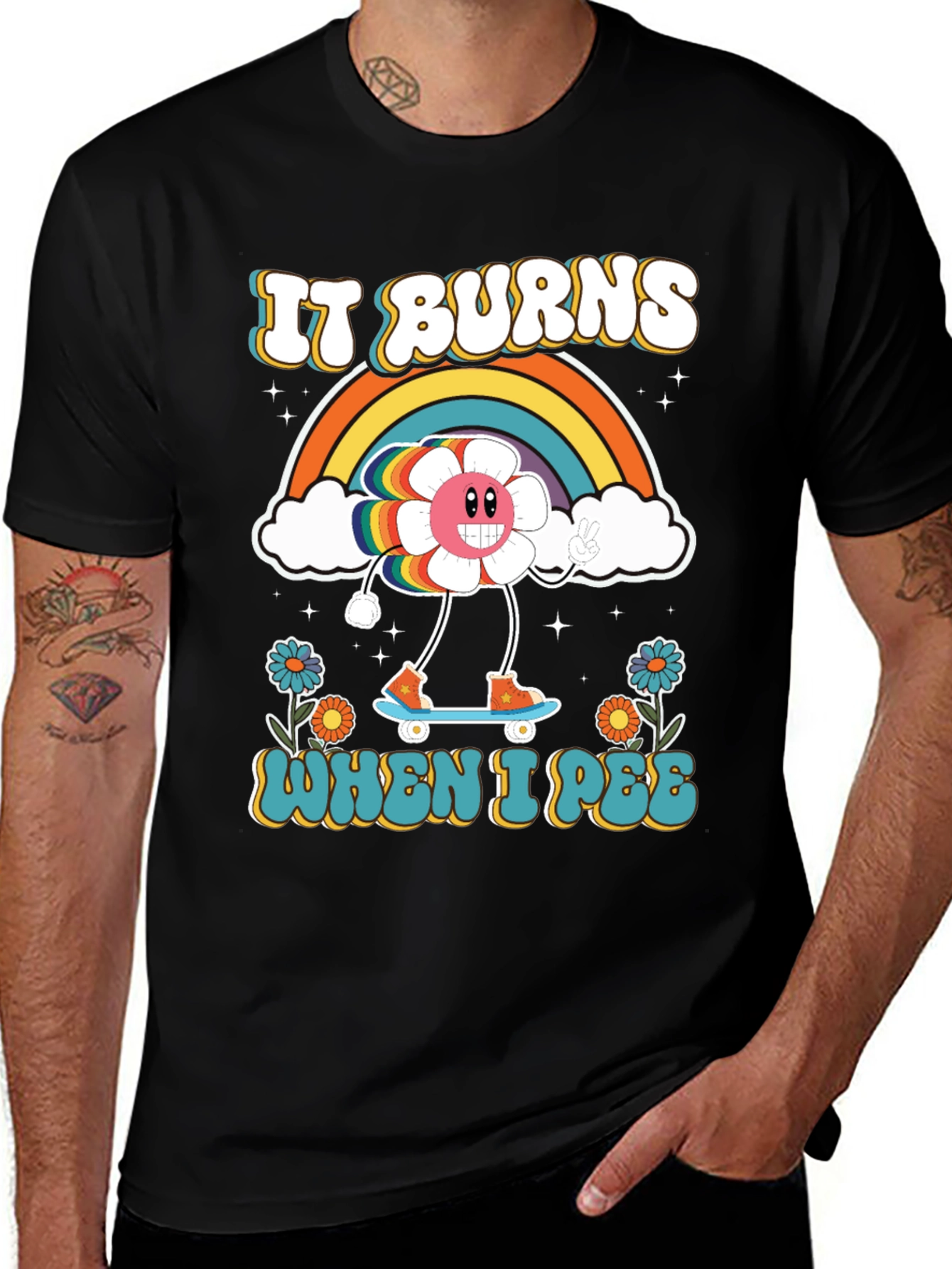 Variant 11 of Funny Retro It Burns When I Pee Graphic Tee