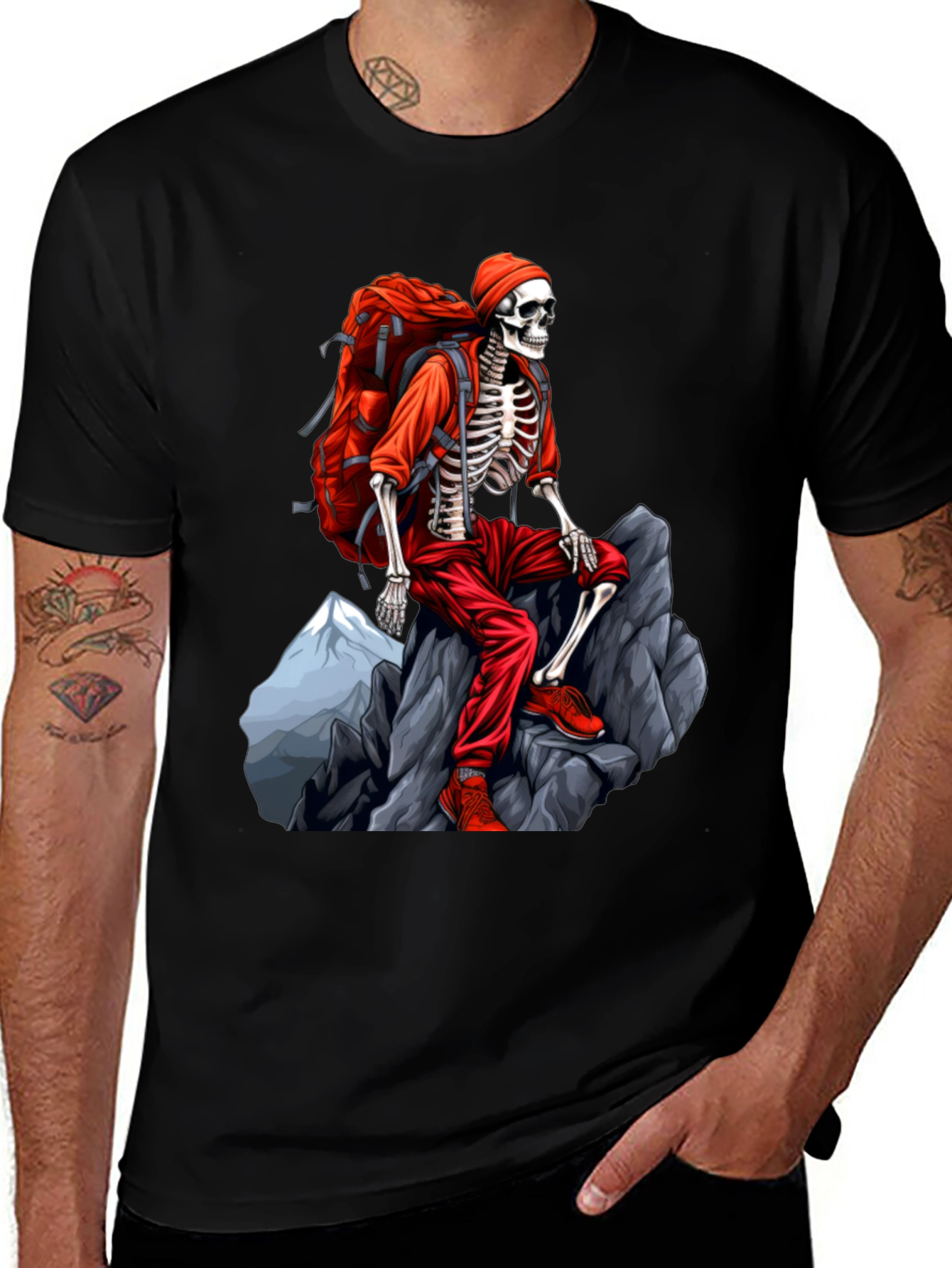 Variant 22 of Skeleton Hiker Graphic Tee - Adventure Ready!