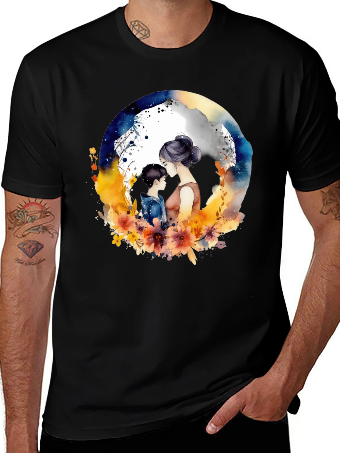 Variant 26 of Mother & Child Graphic Tee - Black