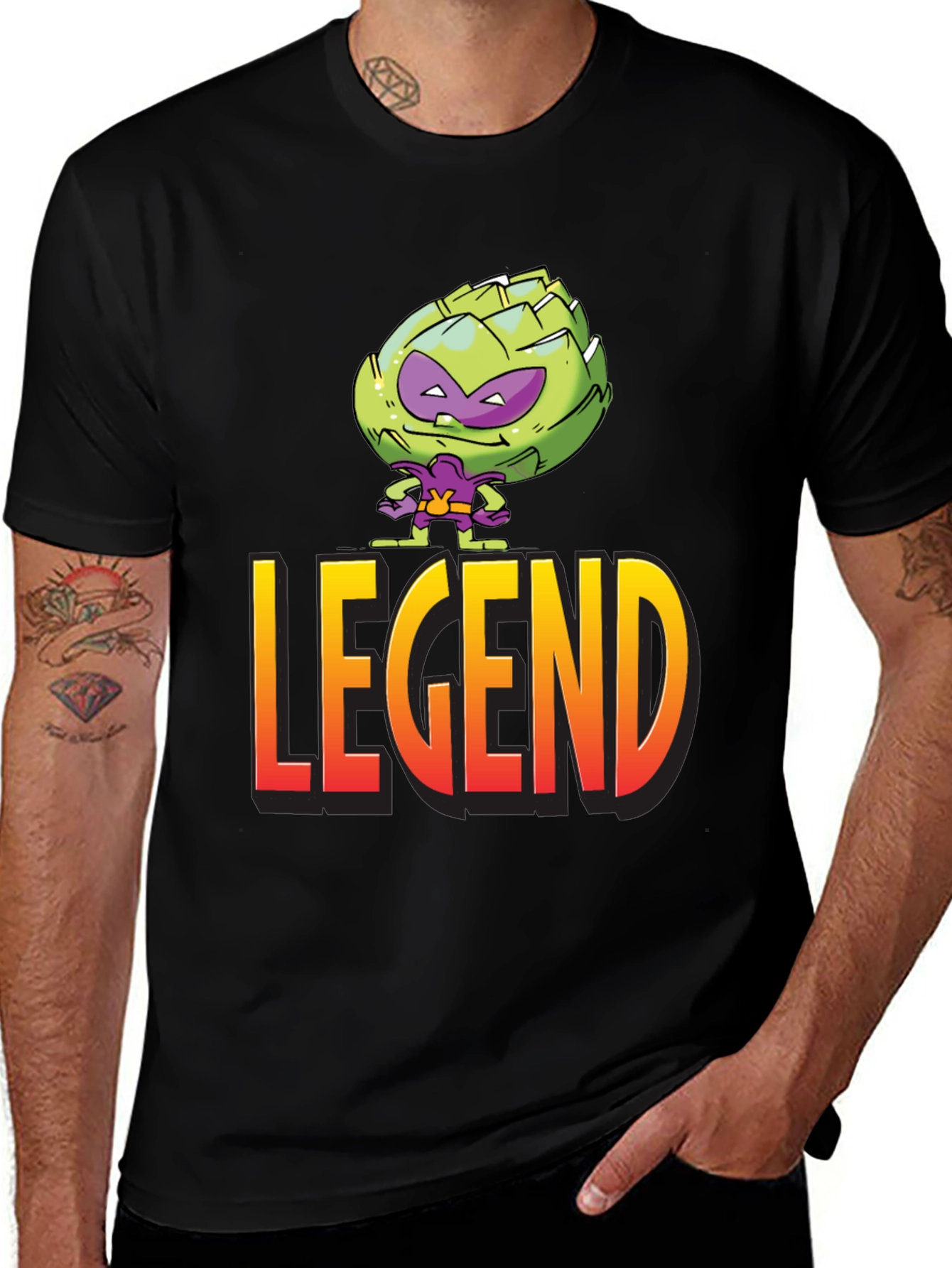 Variant 3 of Legend Cartoon Artichoke Black T-Shirt