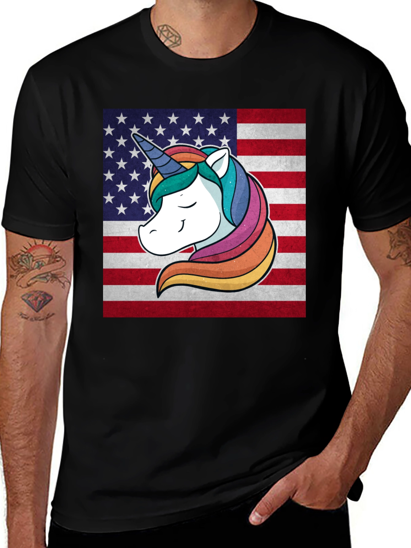 Variant 10 of Patriotic Unicorn USA Flag T-Shirt