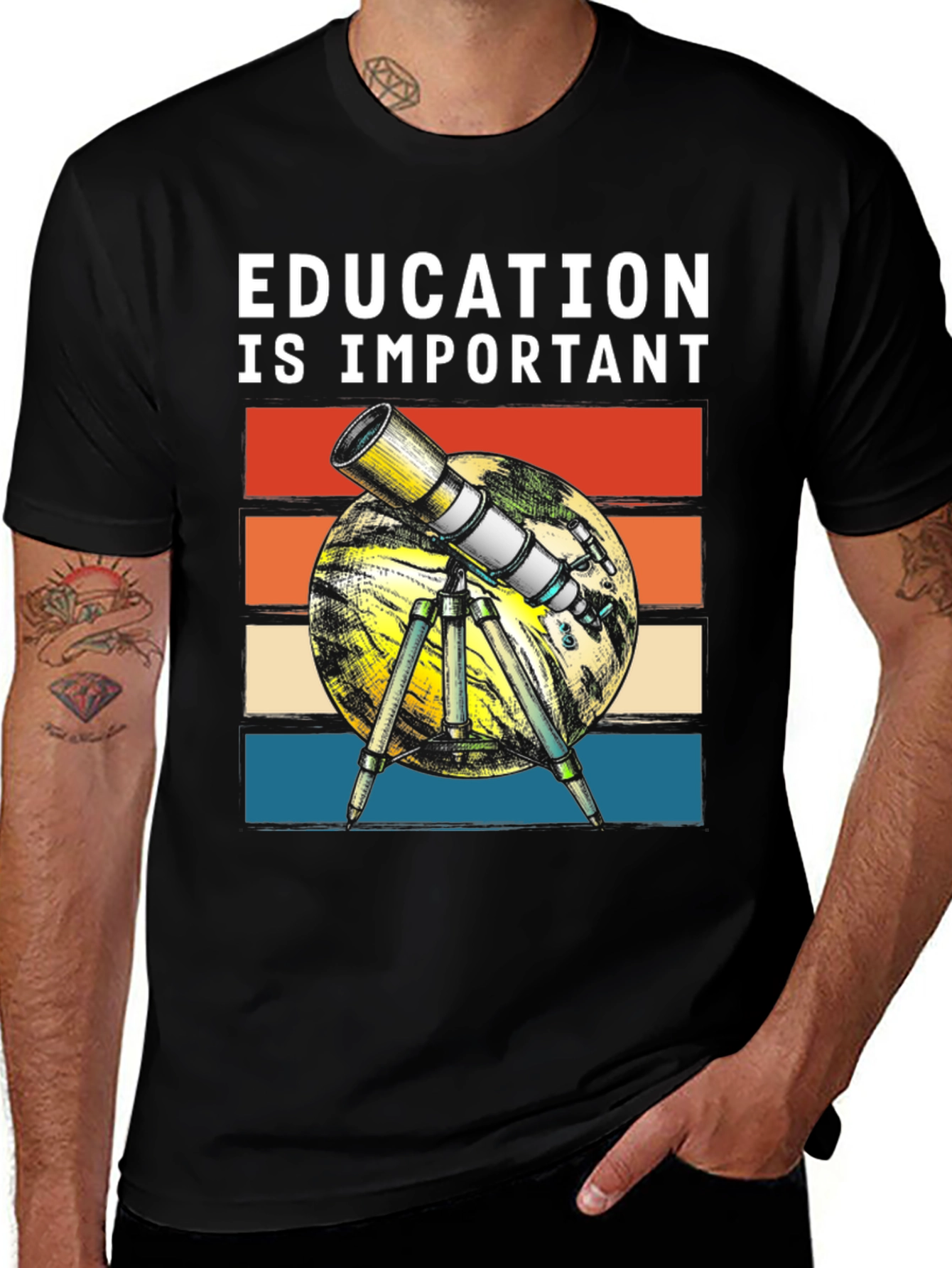 Education is Important Telescope Graphic Tee