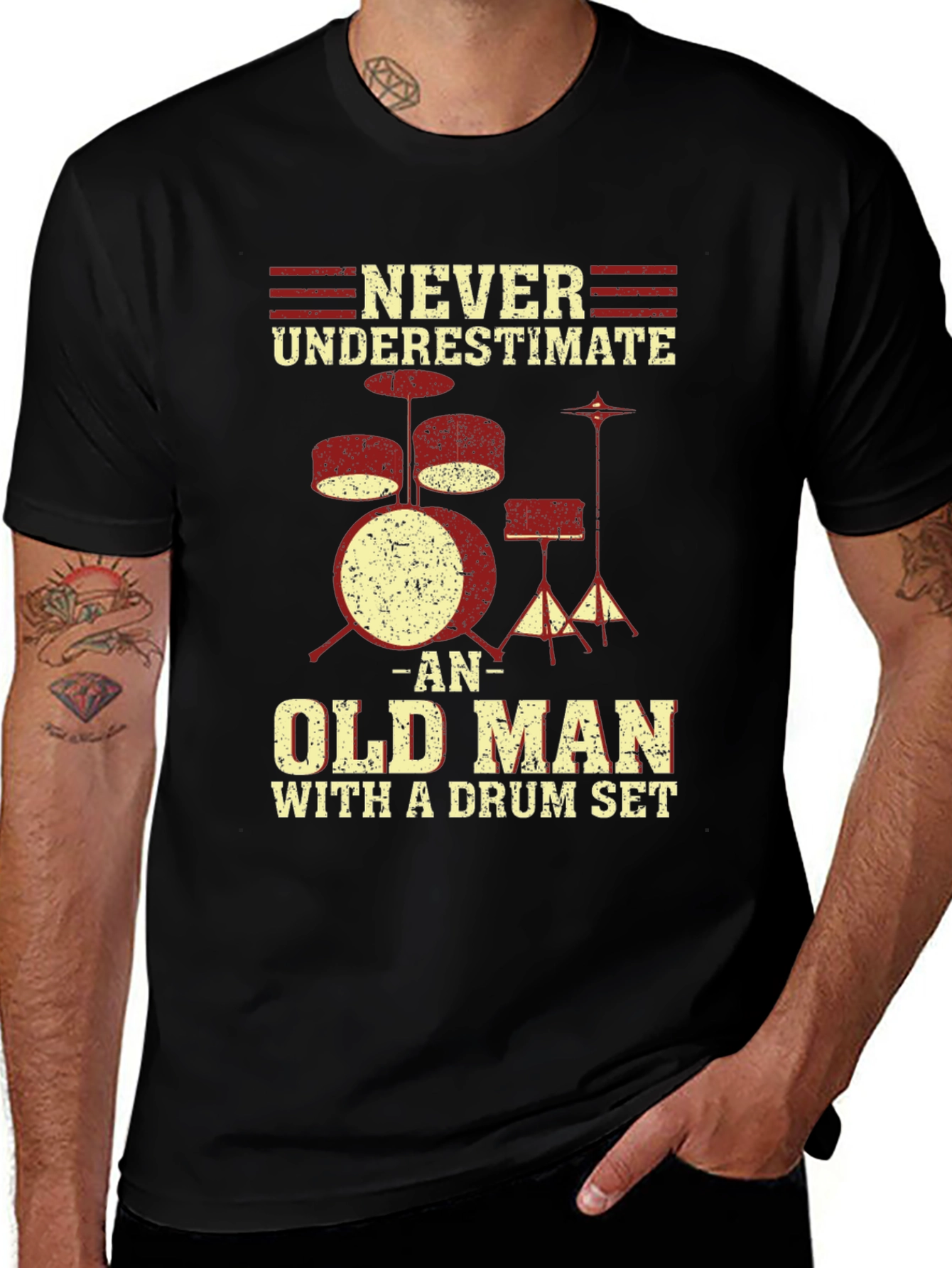Variant 24 of Old Man Drum Set Graphic Tee - Musician Humor T-Shirt