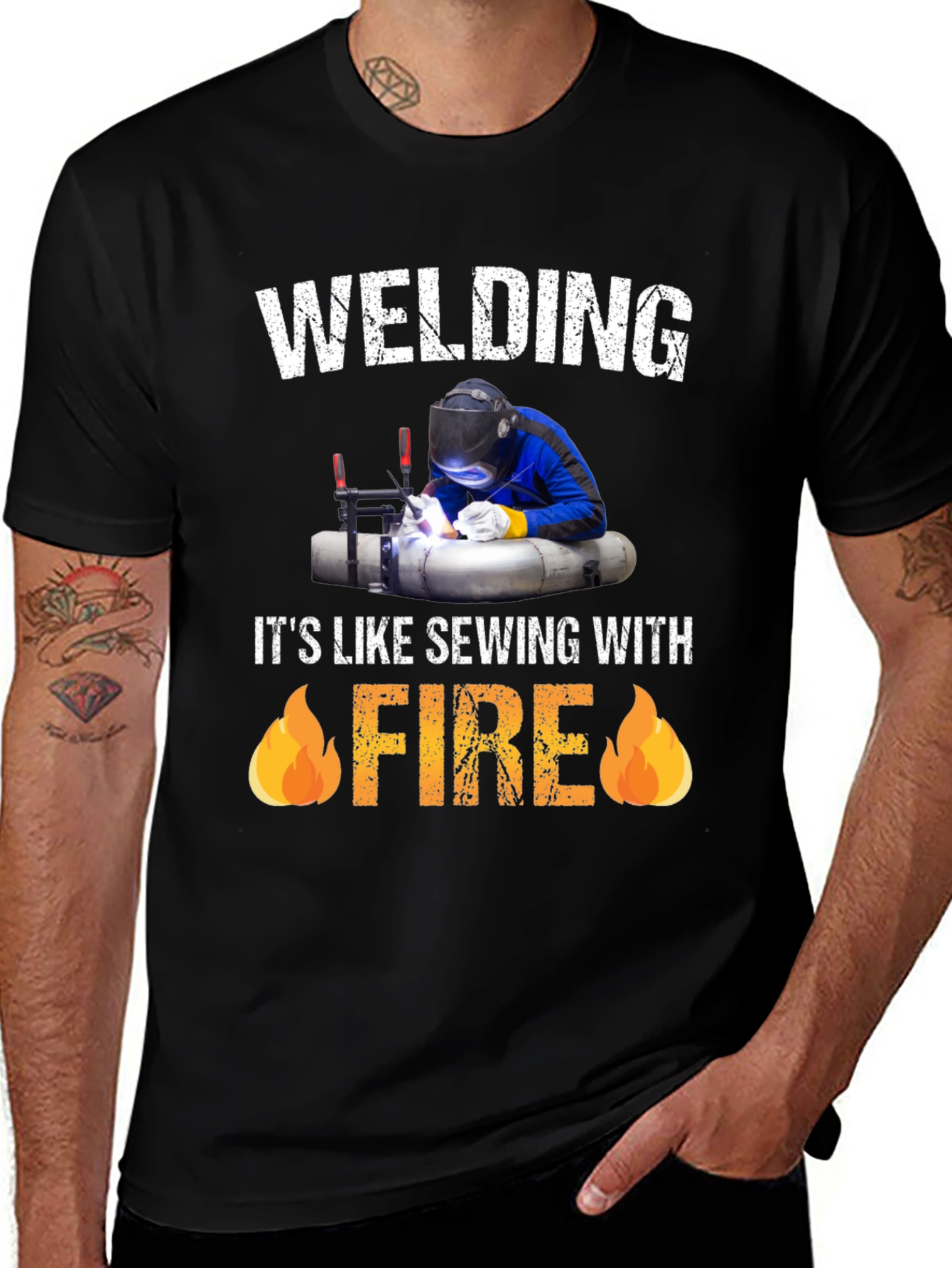 Variant 19 of Welding Like Sewing with Fire T-Shirt