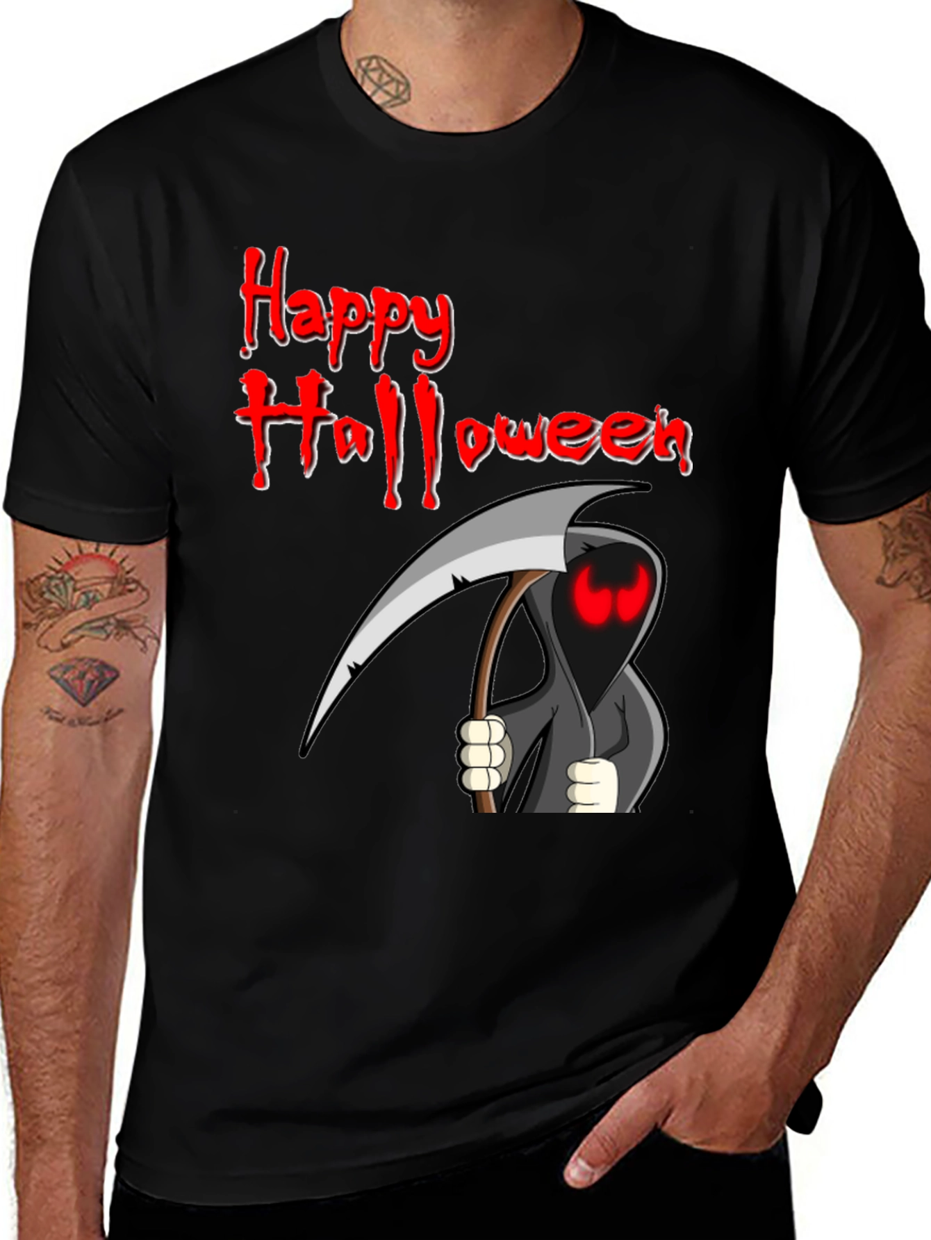 Variant 2 of Happy Halloween Grim Reaper Graphic T-Shirt