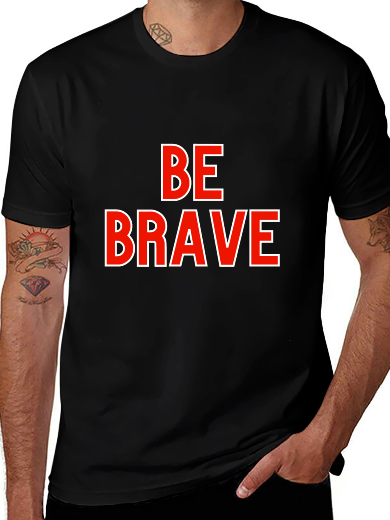 Variant 23 of Be Brave Graphic Tee - Stylish Men's Black T-Shirt