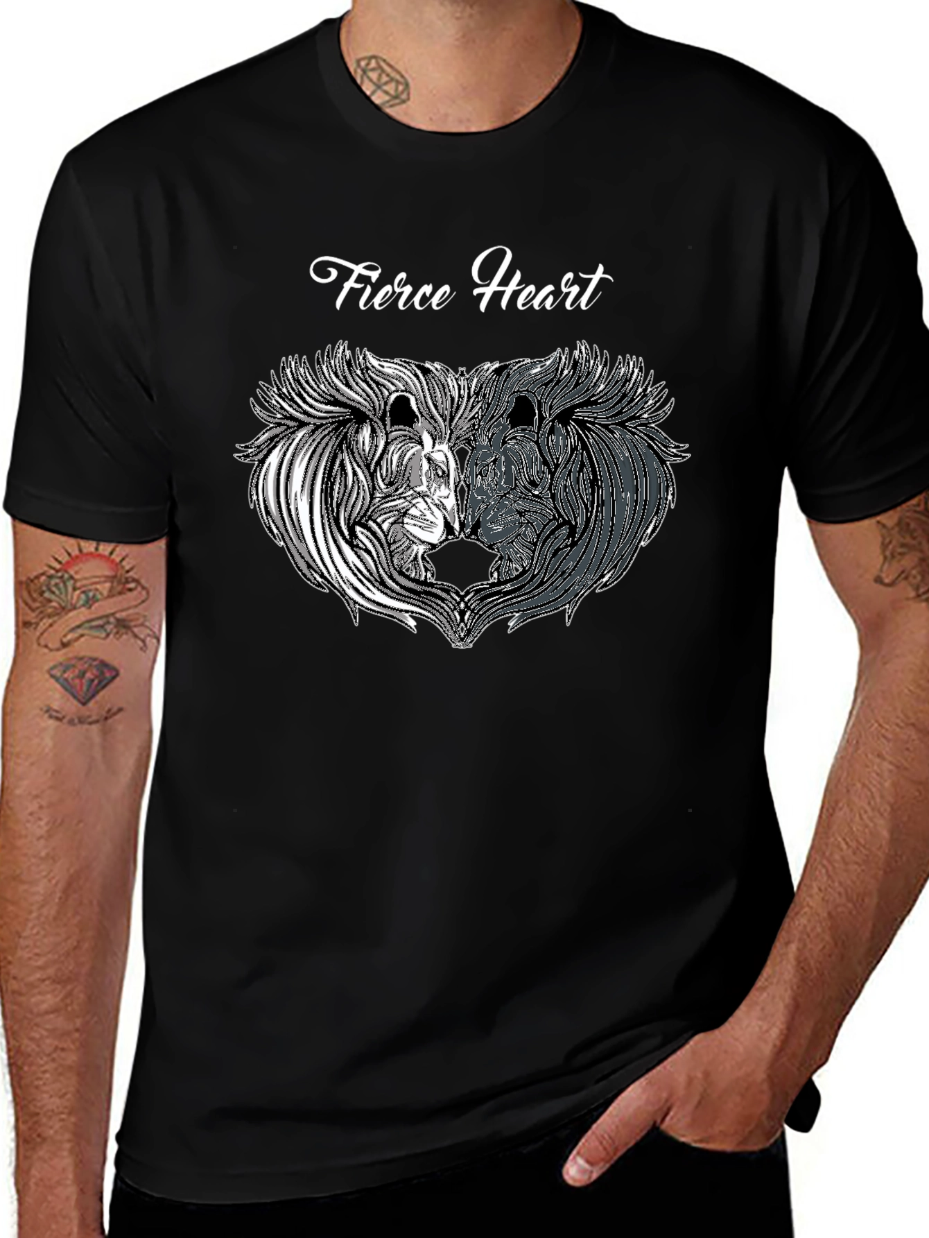 Variant 13 of Fierce Heart Lion Graphic Black T-Shirt