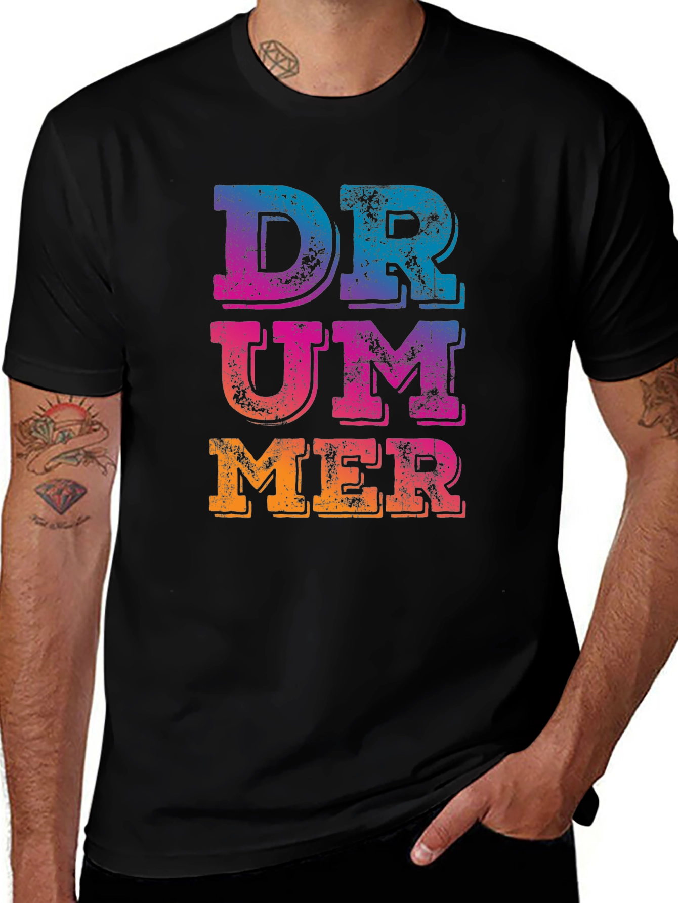 Variant 13 of Retro Drummer Graphic Tee - Black
