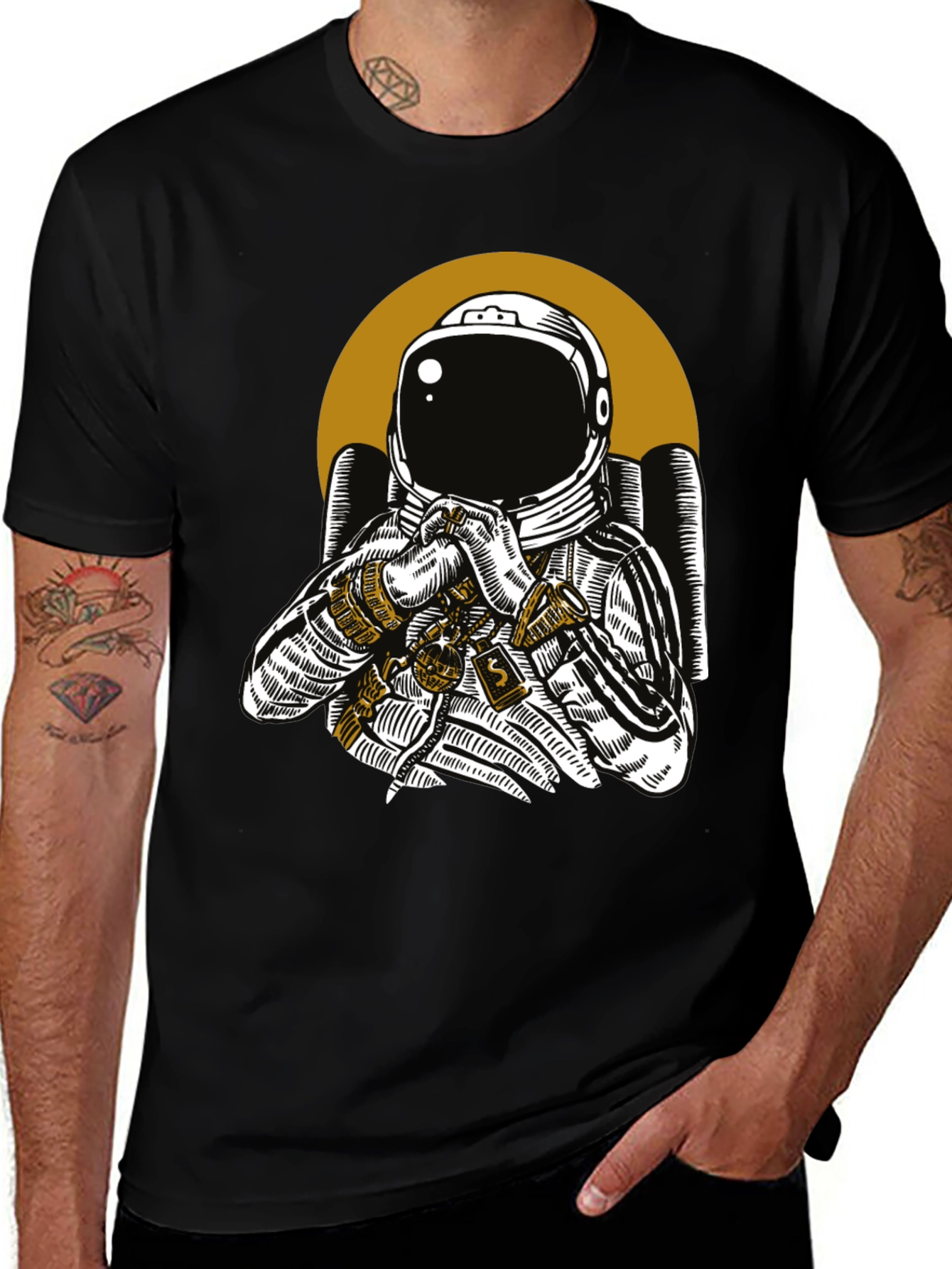 Variant 12 of Astronaut Graphic Tee - Black Cotton Blend