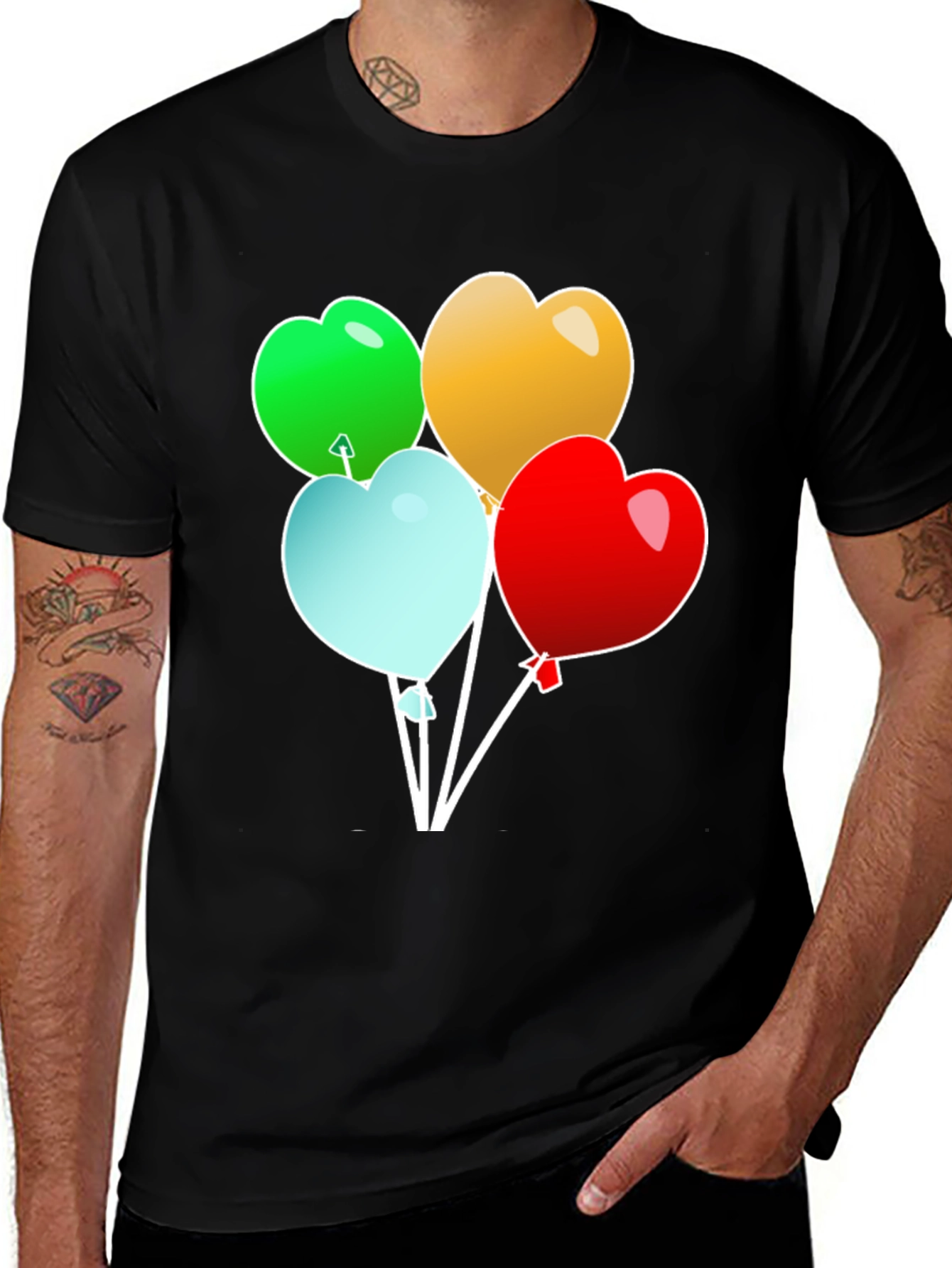 Variant 16 of Heart Balloons Graphic T-Shirt - Stylish Men's Tee
