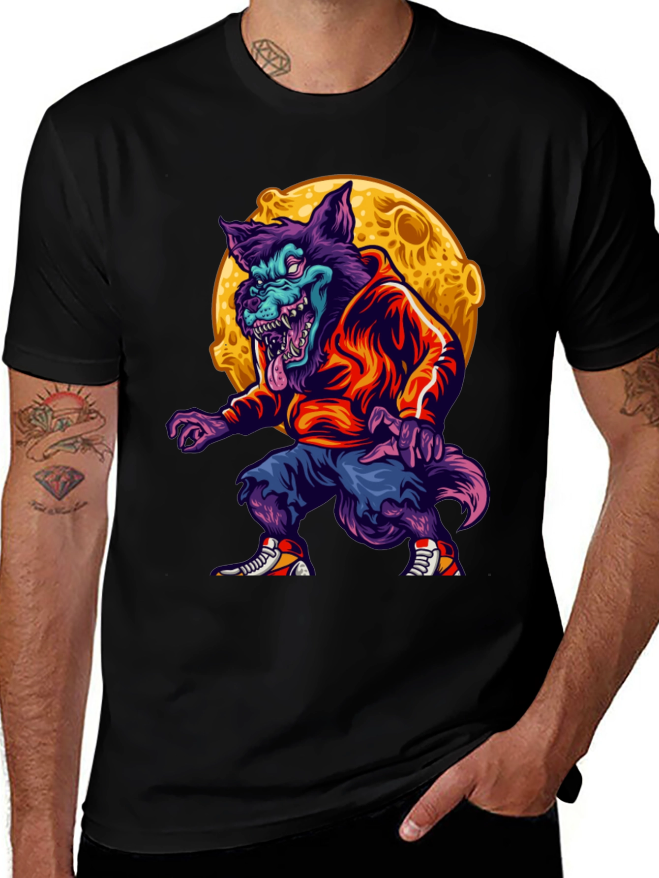 Variant 23 of Urban Werewolf Graphic T-Shirt - Moon Design