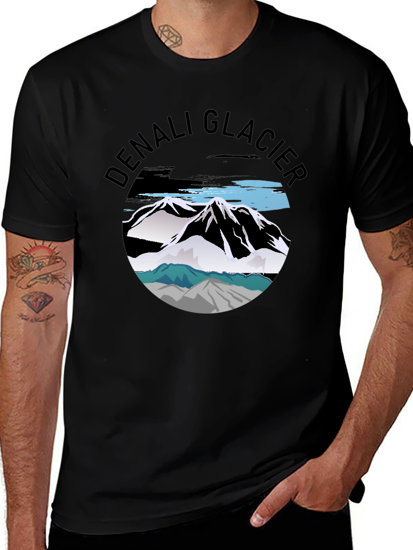 Variant 11 of Denali Glacier Graphic Tee - Black Cotton T-Shirt