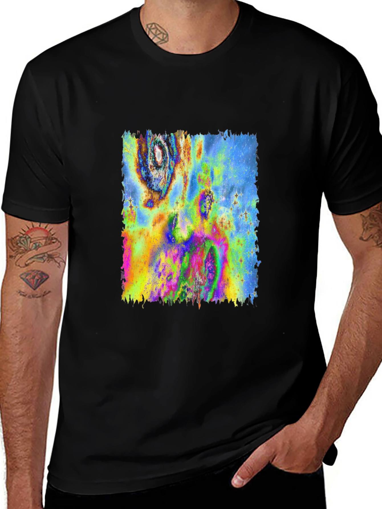 Variant 15 of Psychedelic Nebula Graphic Black T-Shirt