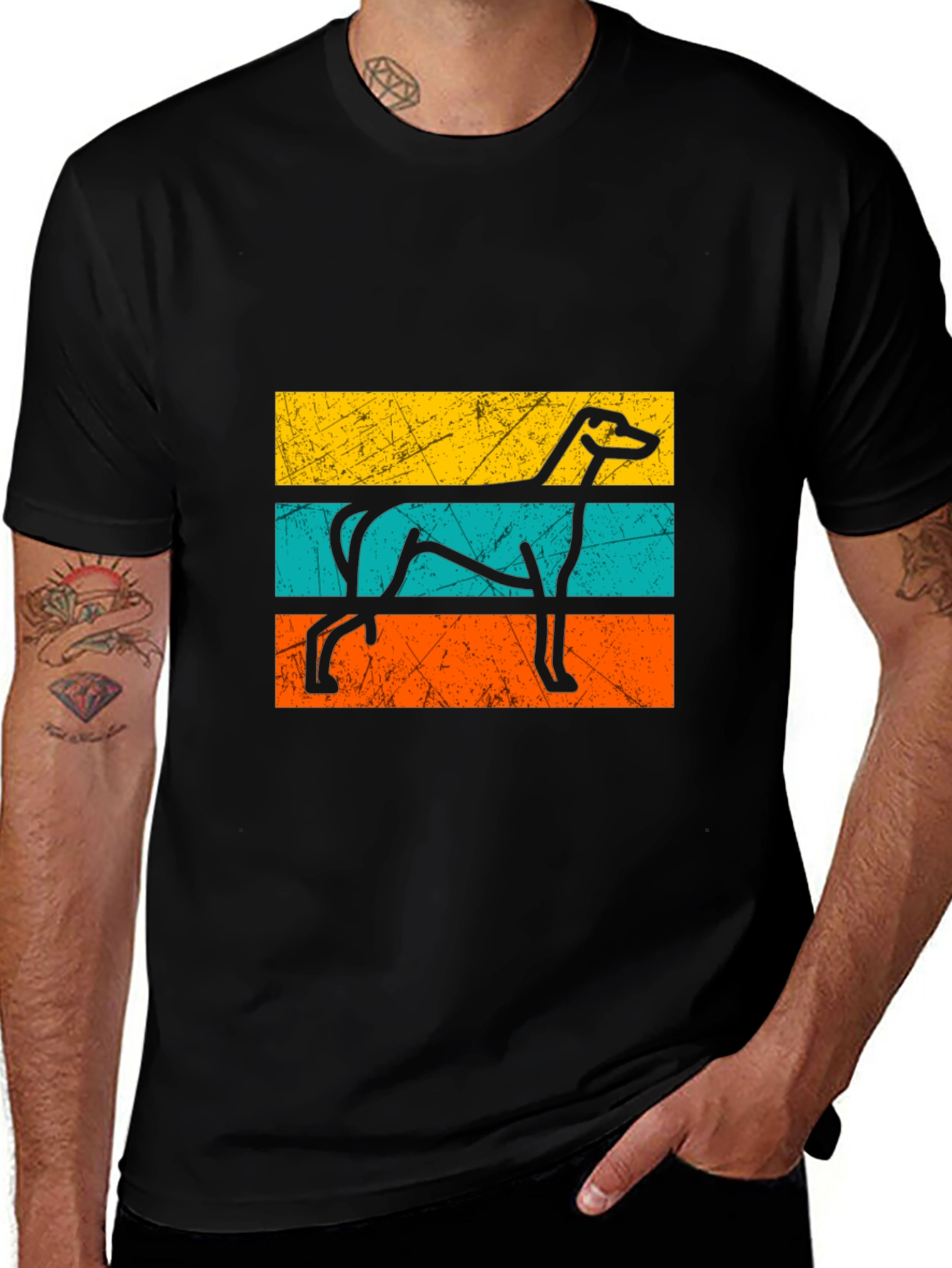 Variant 4 of Retro Greyhound Dog Graphic Tee - Black