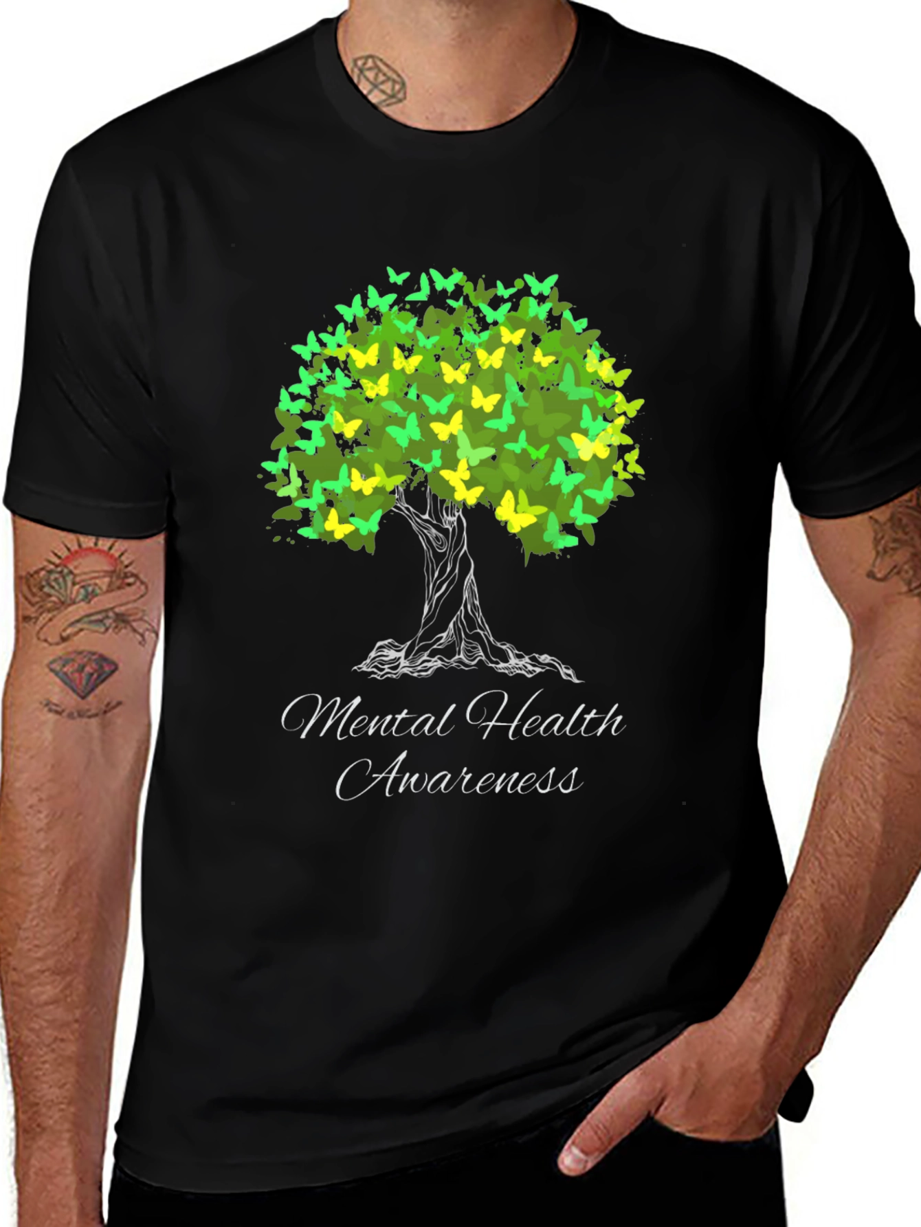 Variant 19 of Mental Health Awareness Butterfly Tree T-Shirt