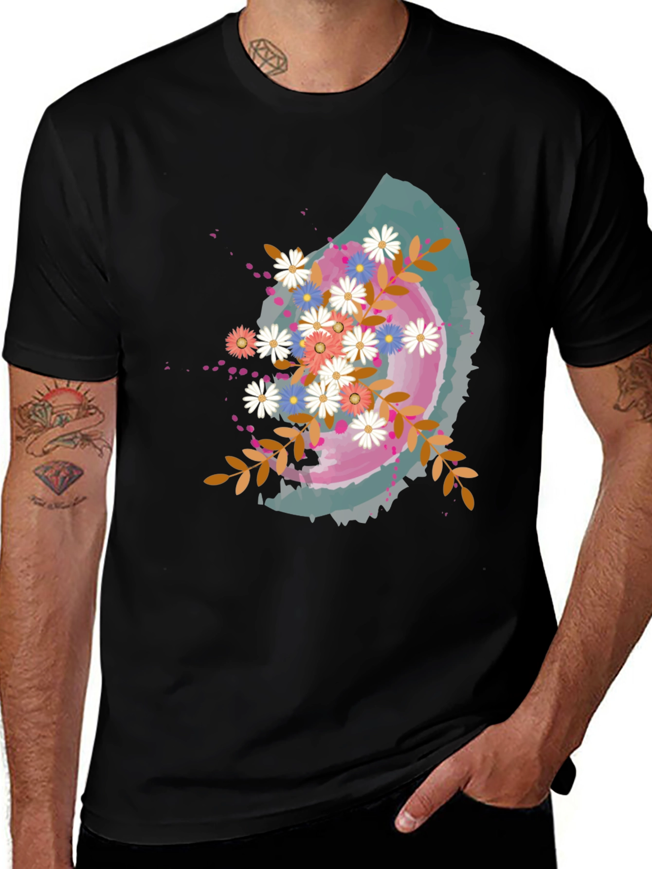 Variant 24 of Floral Design Black T-Shirt