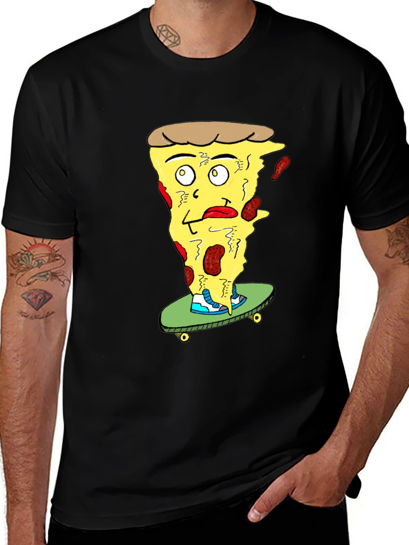 Variant 25 of Pizza Skateboard T-Shirt - Quirky Graphic Tee