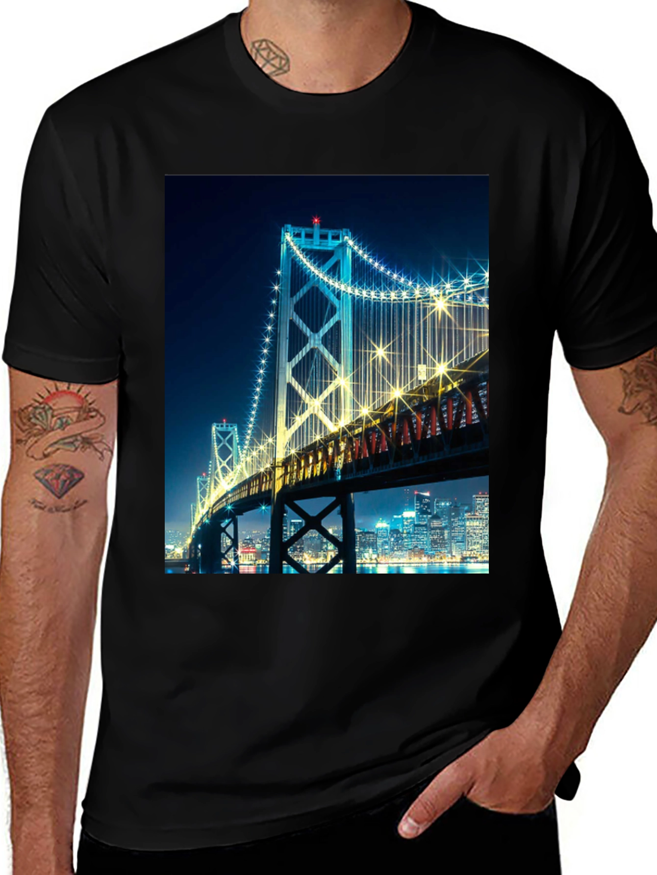 Variant 12 of Bay Bridge at Night Graphic T-Shirt