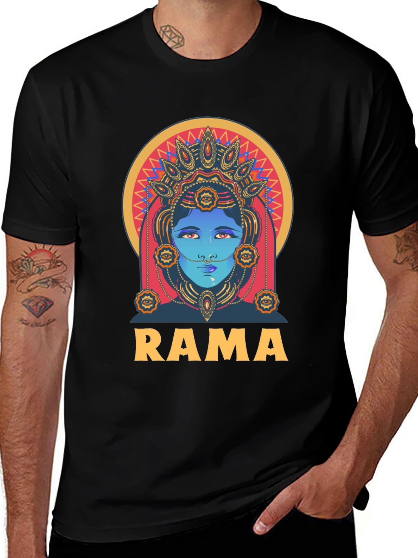Variant 20 of Rama Graphic Tee - Artistic Indian Design