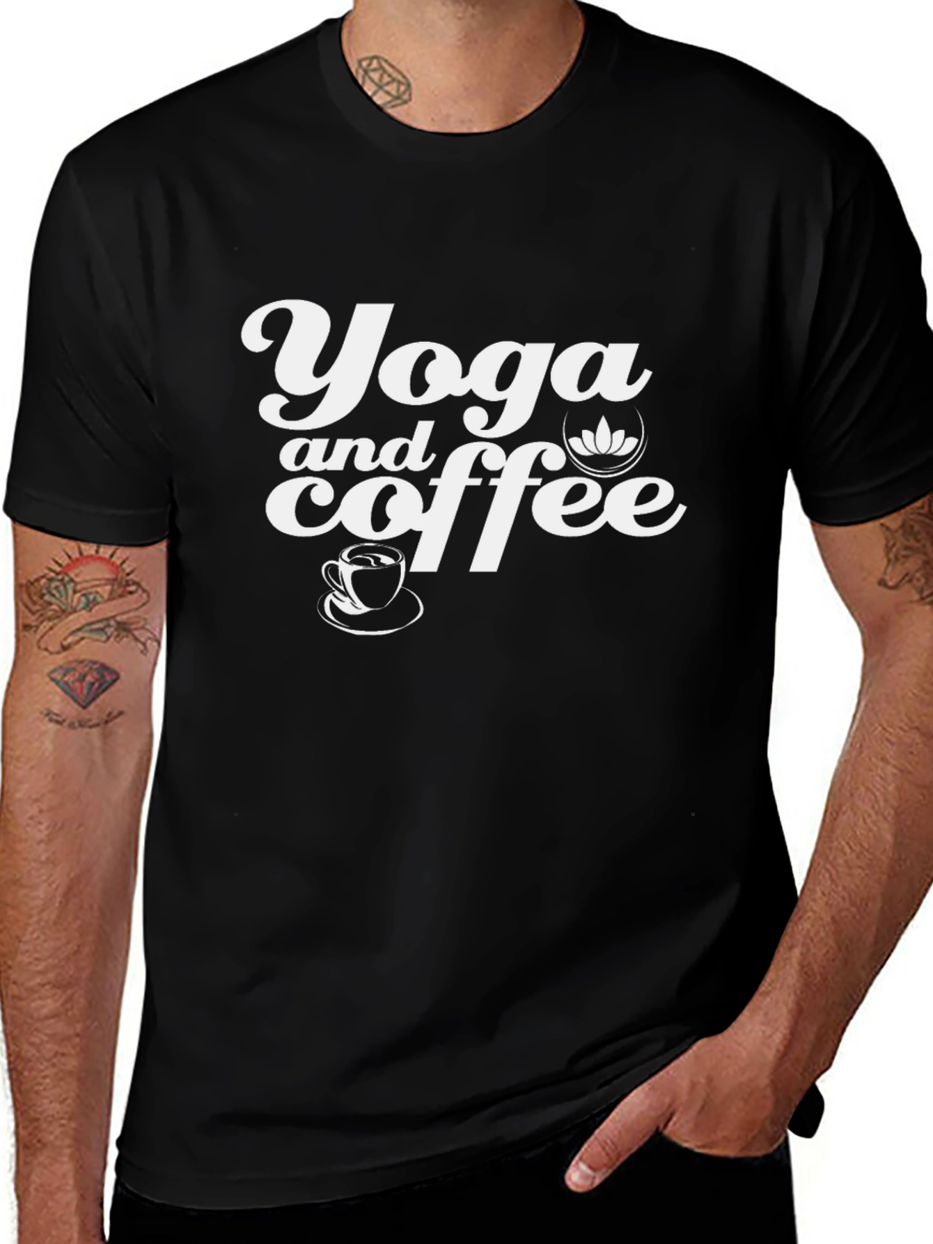 Black Yoga and Coffee Graphic T-Shirt - Black main image