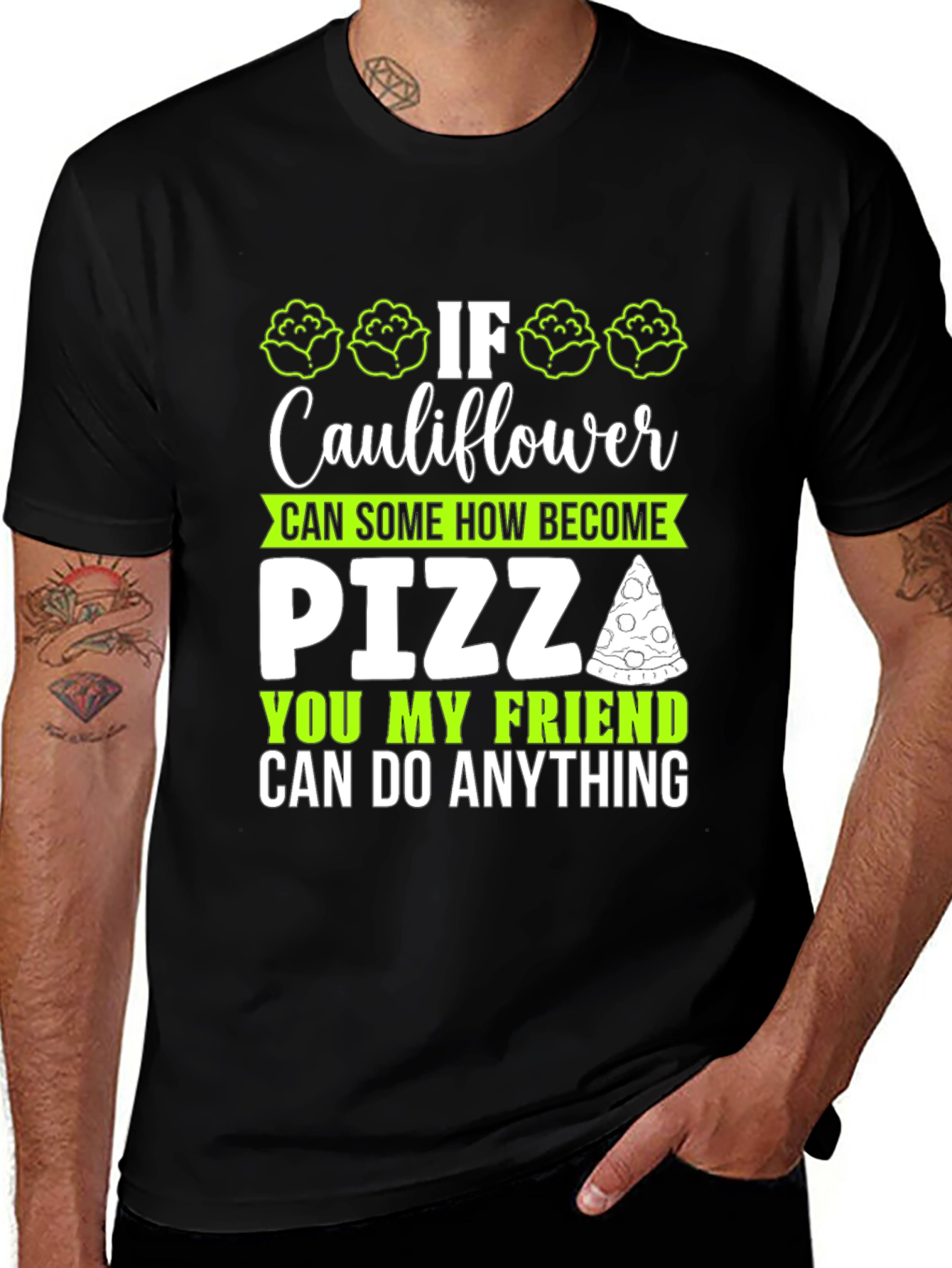 Cauliflower Pizza Funny Graphic T-Shirt