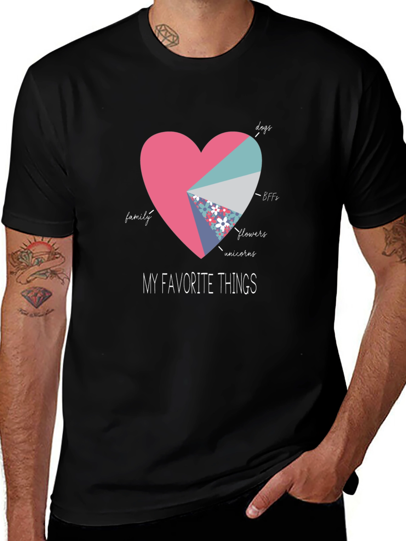 Variant 23 of My Favorite Things Heart Pie Chart T-Shirt