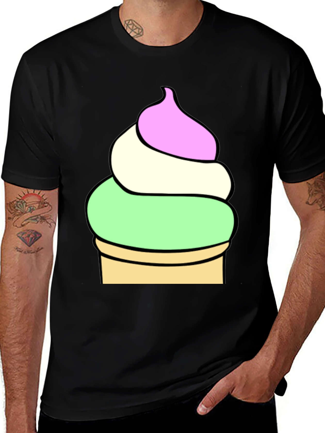 Variant 11 of Ice Cream Cone Graphic Tee - Soft Cotton Blend