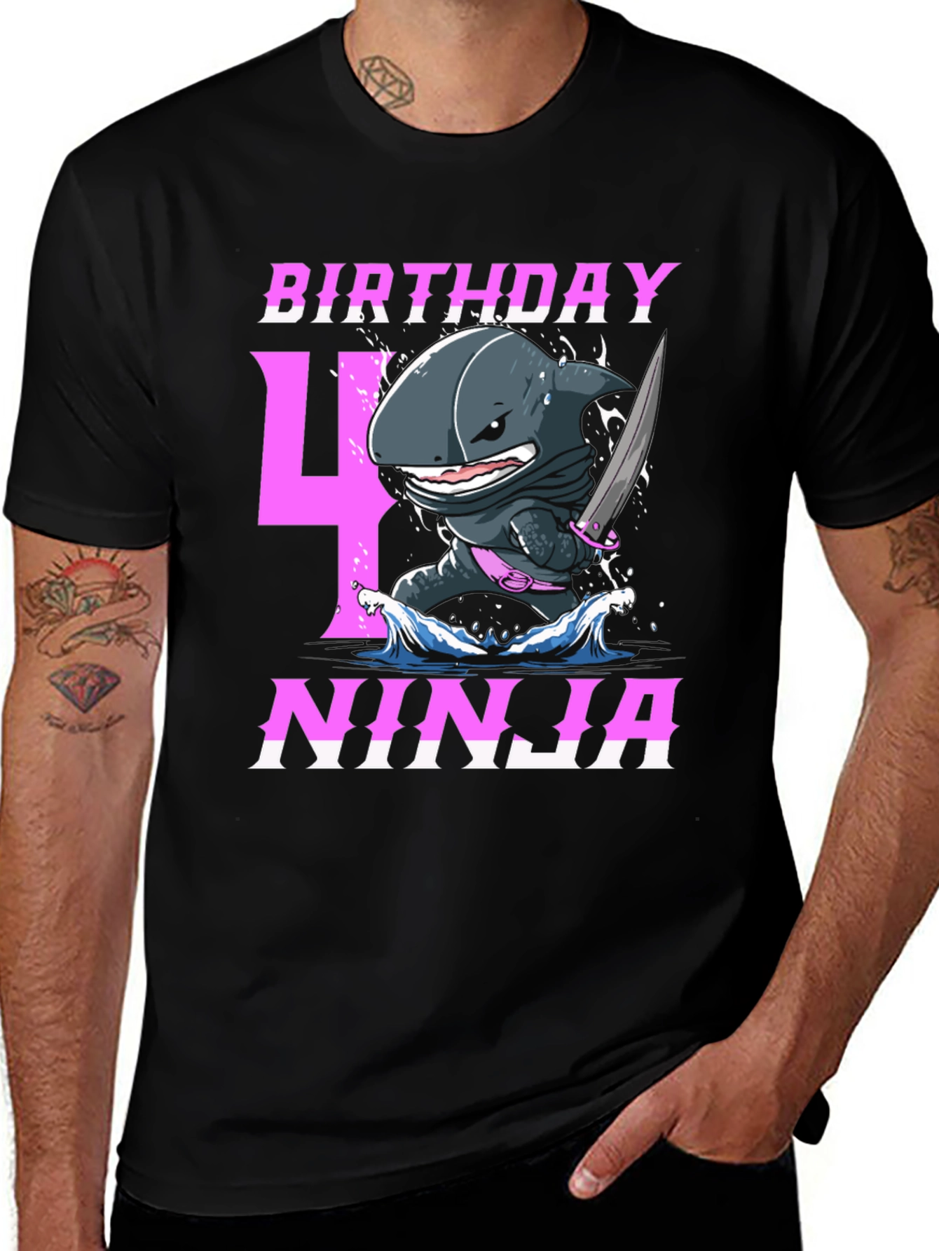 Variant 5 of Birthday 4 Ninja Shark T-Shirt