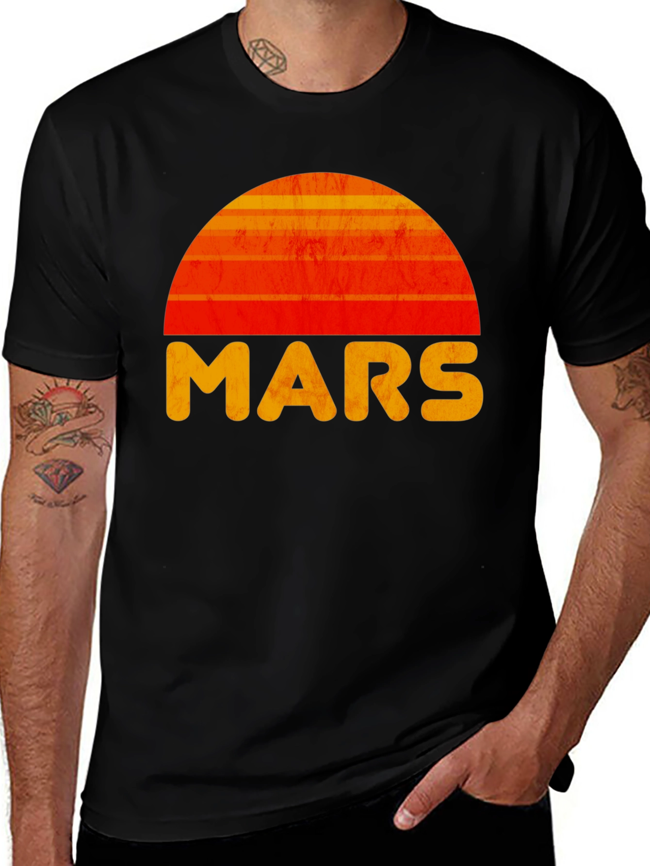 Retro Mars Graphic Tee - Black Unisex T-Shirt