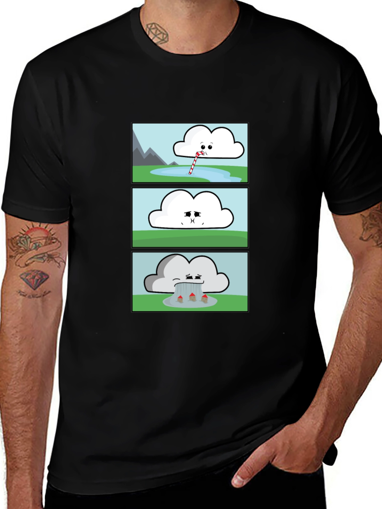 Variant 26 of Funny Cloud Comic Black T-Shirt