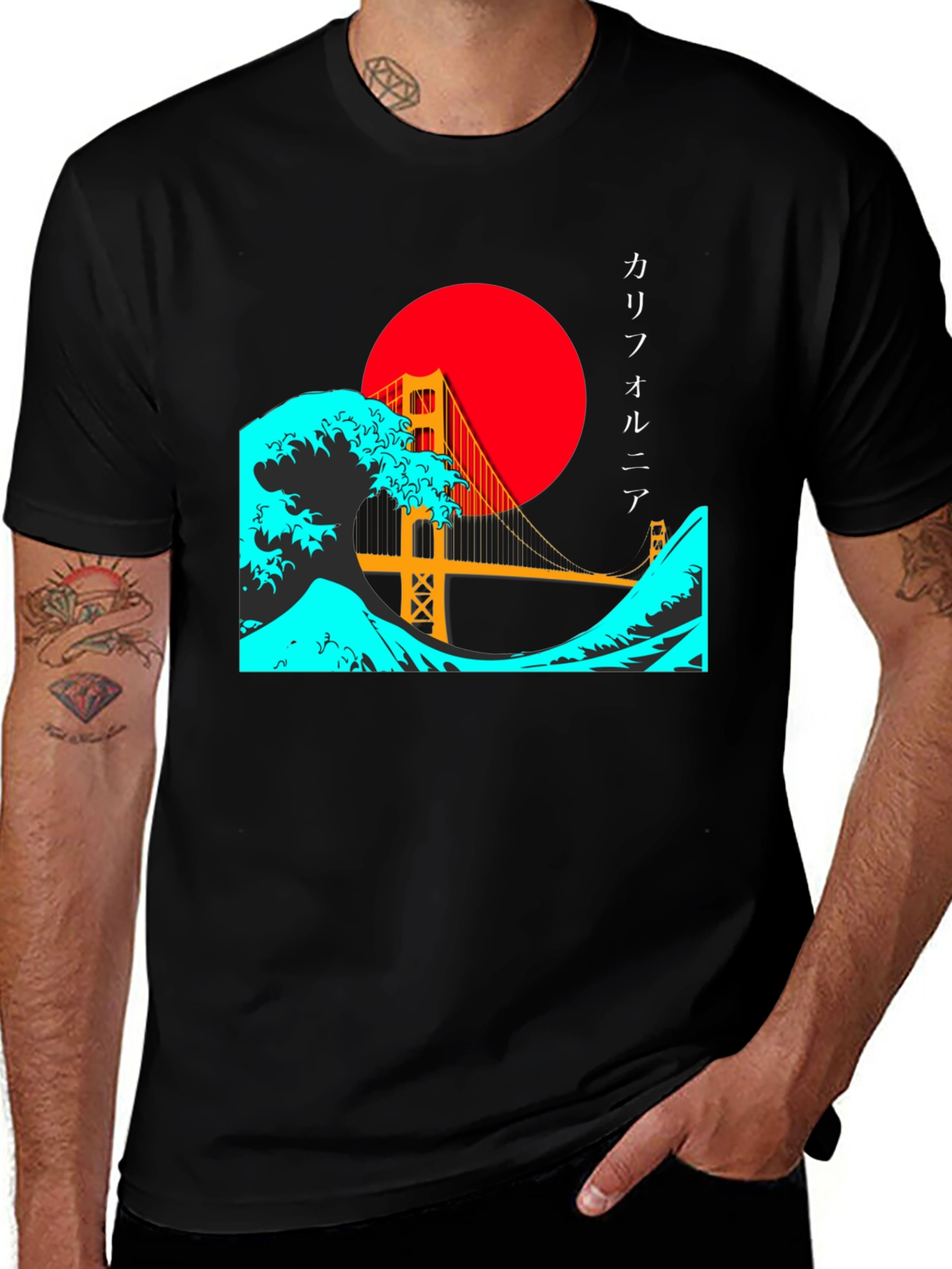 Variant 24 of California Wave Graphic T-Shirt - Black