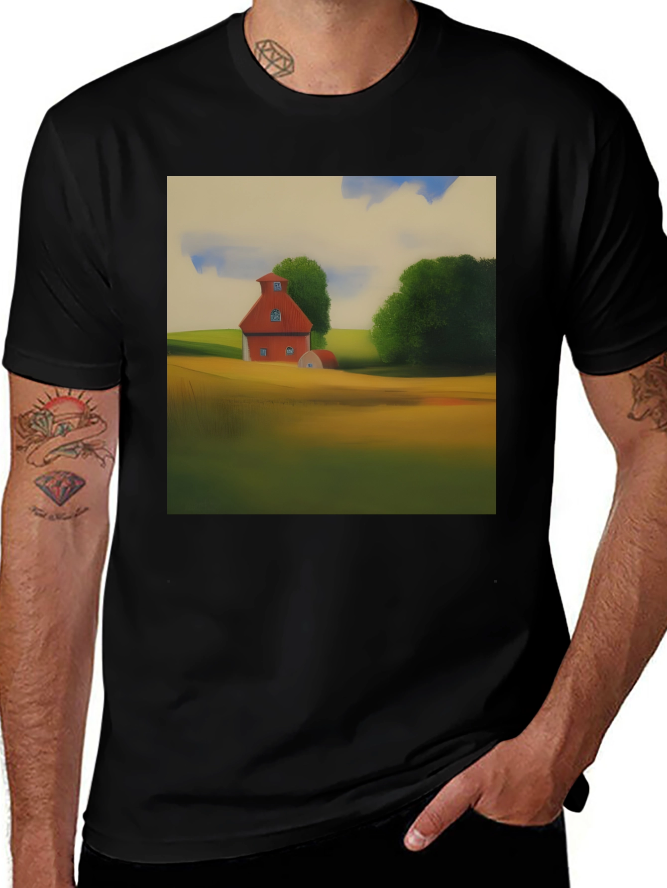 Variant 12 of Classic Farmhouse Graphic Tee - Black Cotton Blend