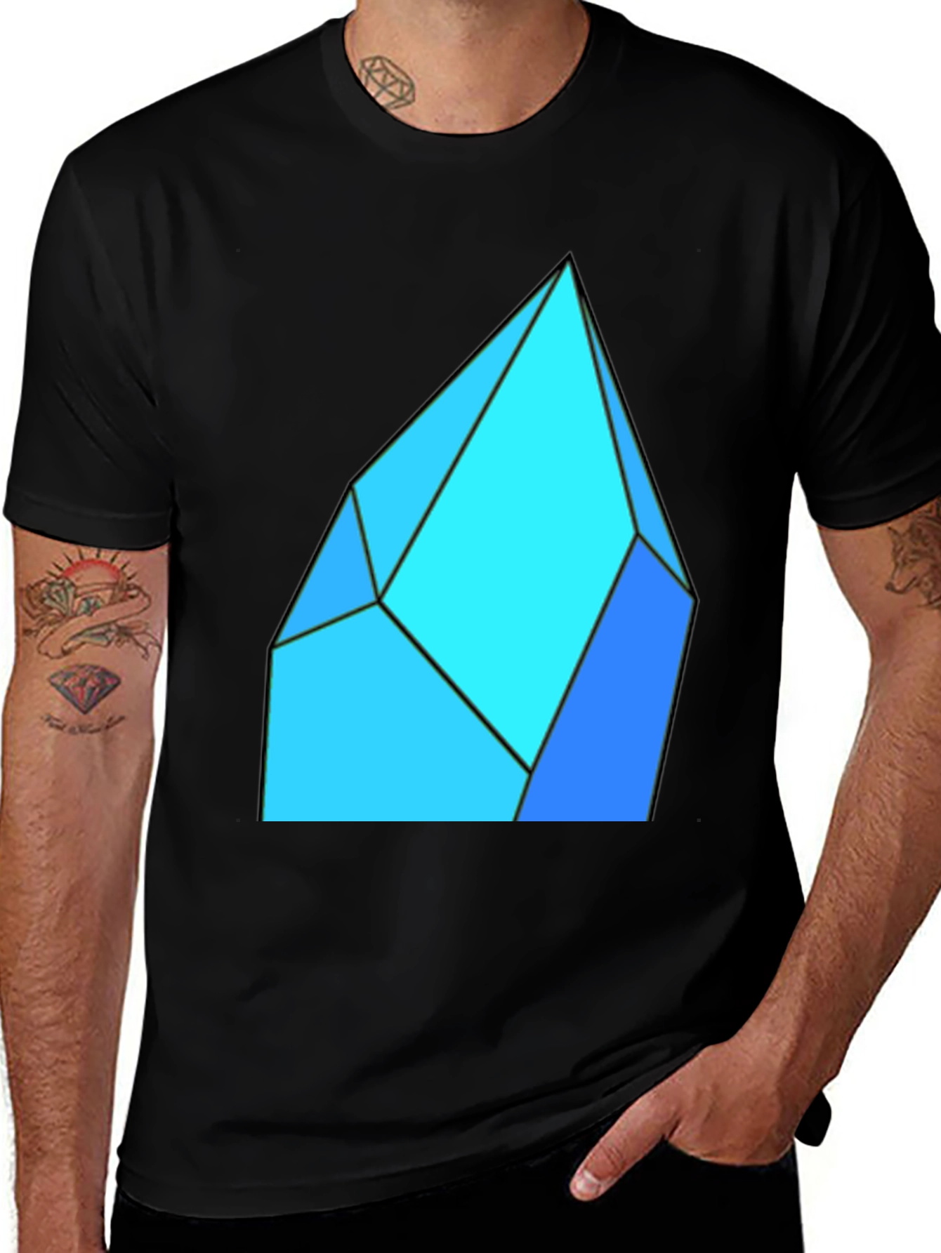 Variant 14 of Geometric Crystal Graphic Tee - Modern Minimalist Style