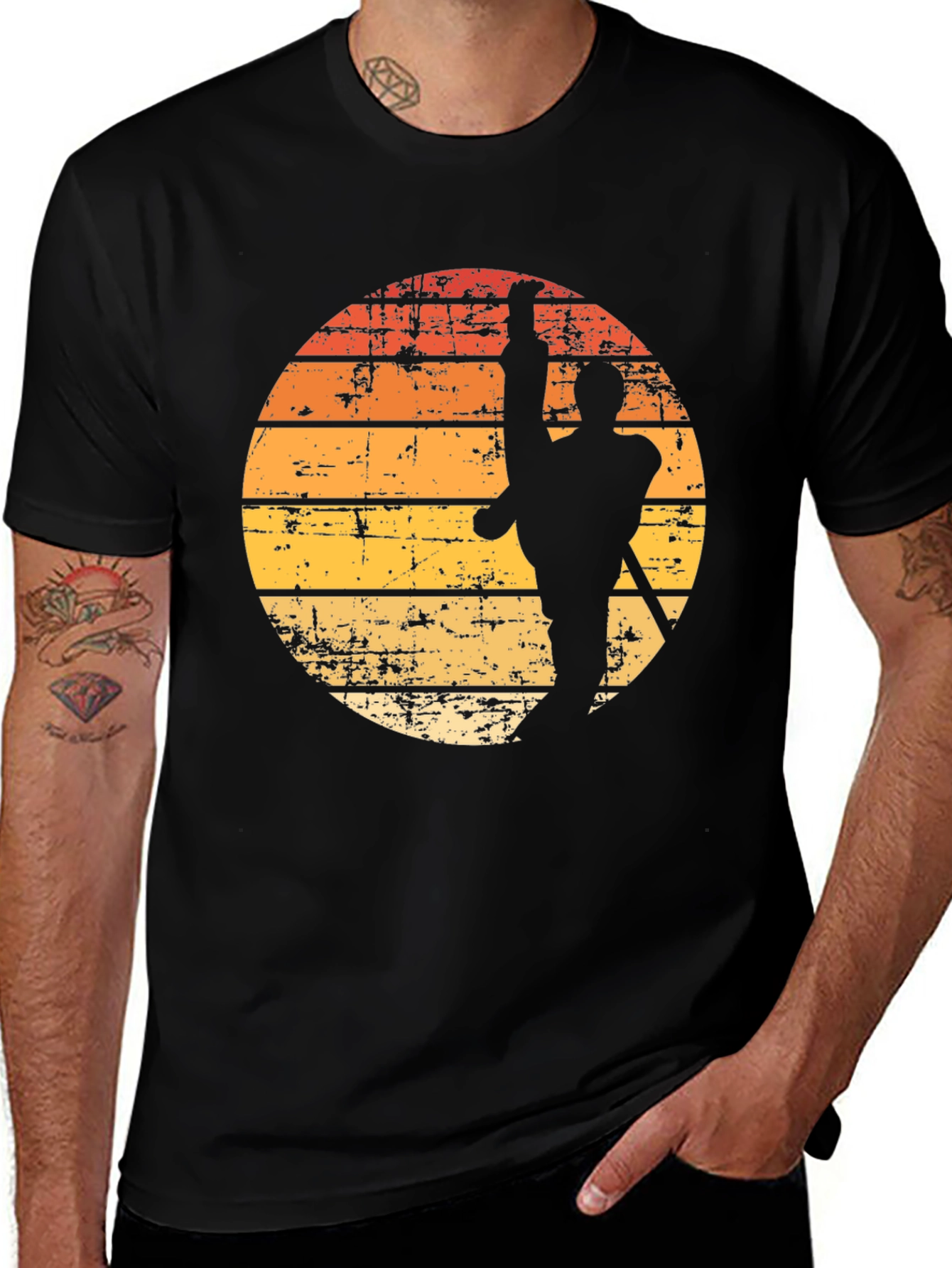 Variant 11 of Retro Martial Arts T-Shirt - High Kick Silhouette