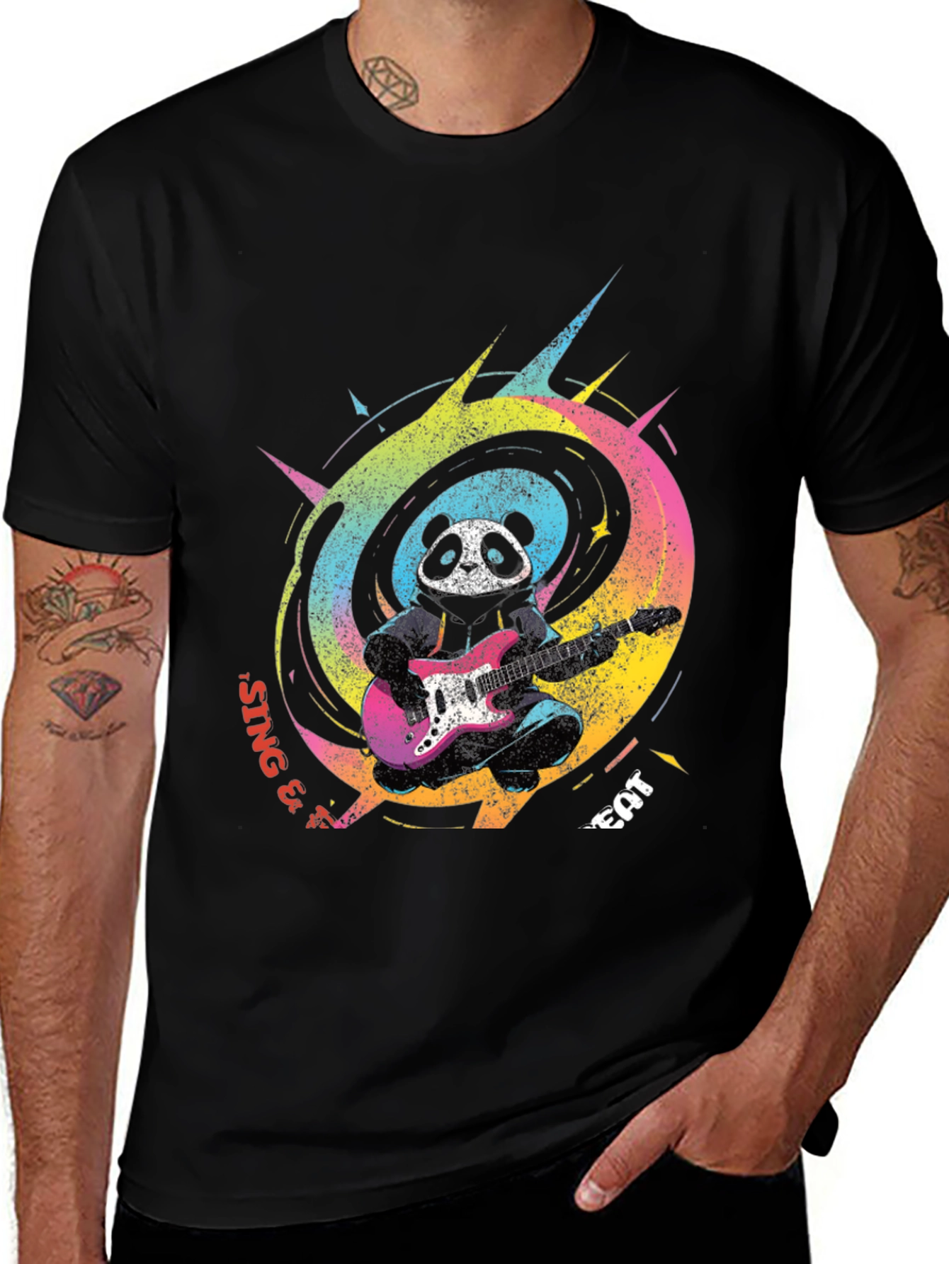 Variant 15 of Panda Guitarist Graphic Tee - Sing & Eat!
