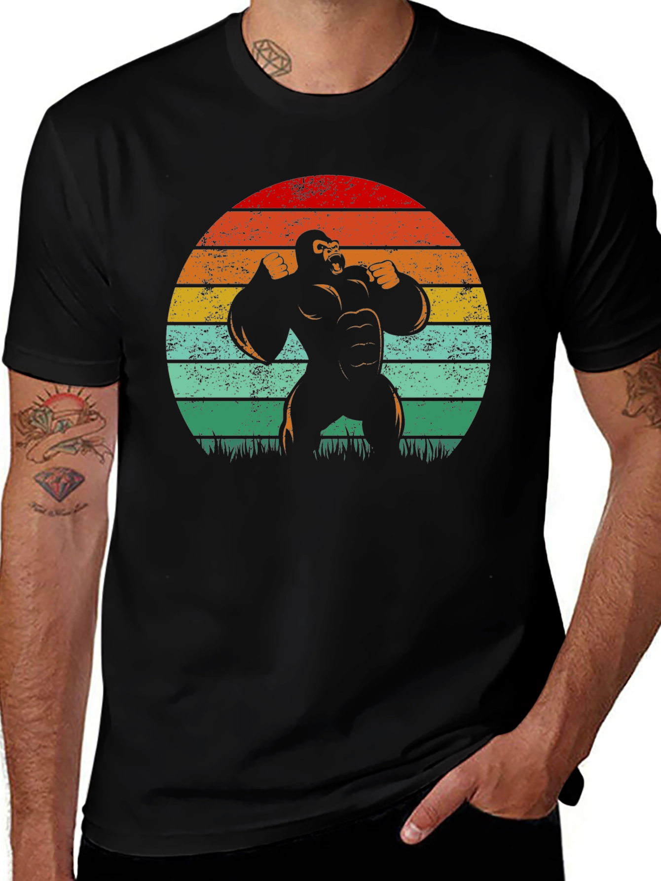Variant 29 of Retro Gorilla Graphic Tee - Black