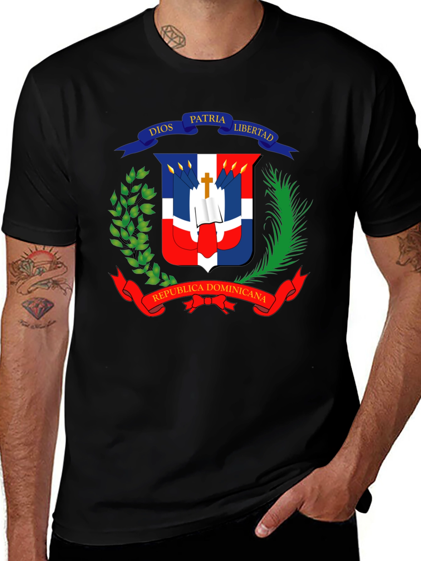Variant 22 of Dominican Republic Flag Emblem T-Shirt