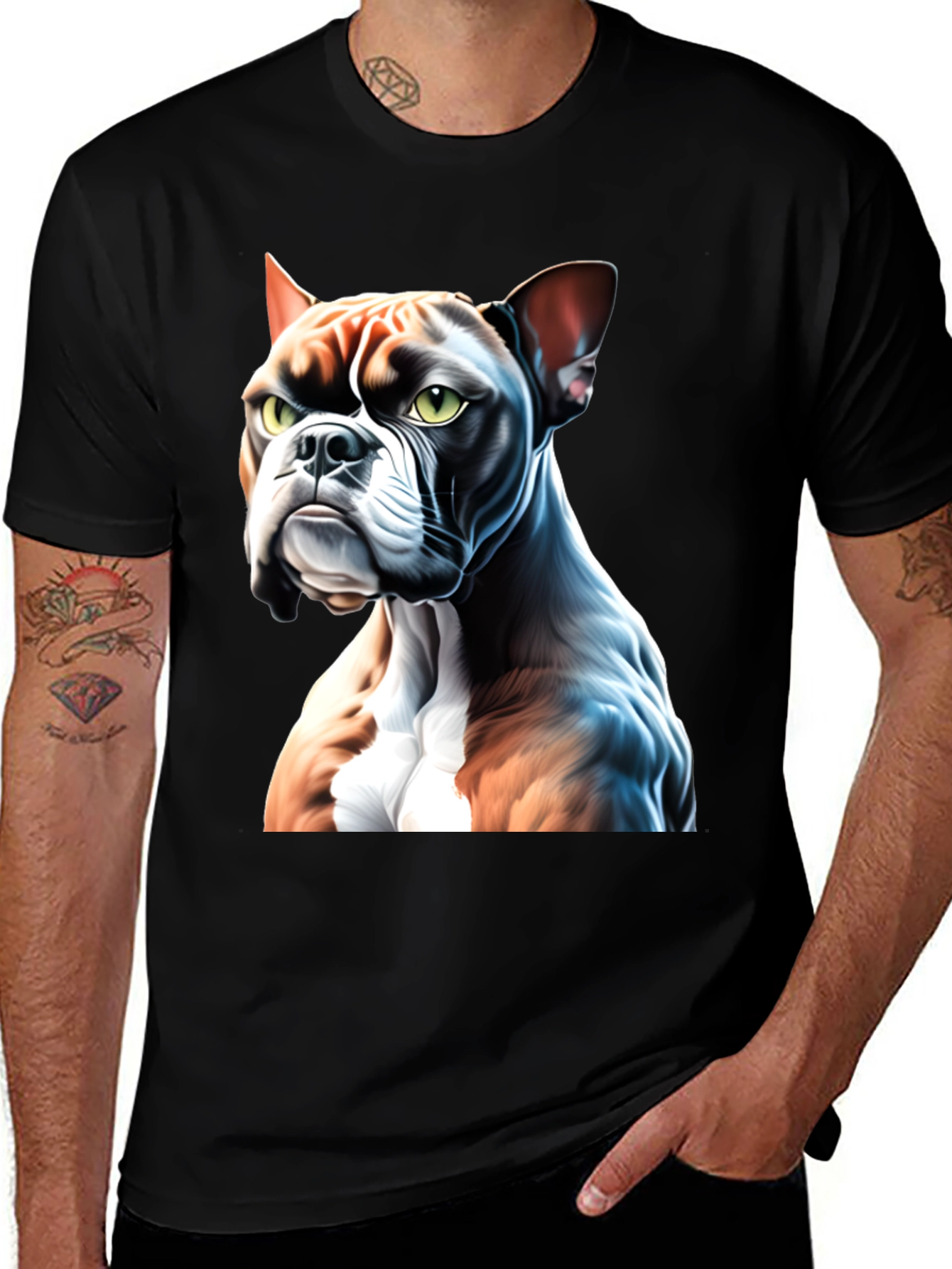 Variant 22 of Bulldog Graphic Tee - Men's Black T-Shirt