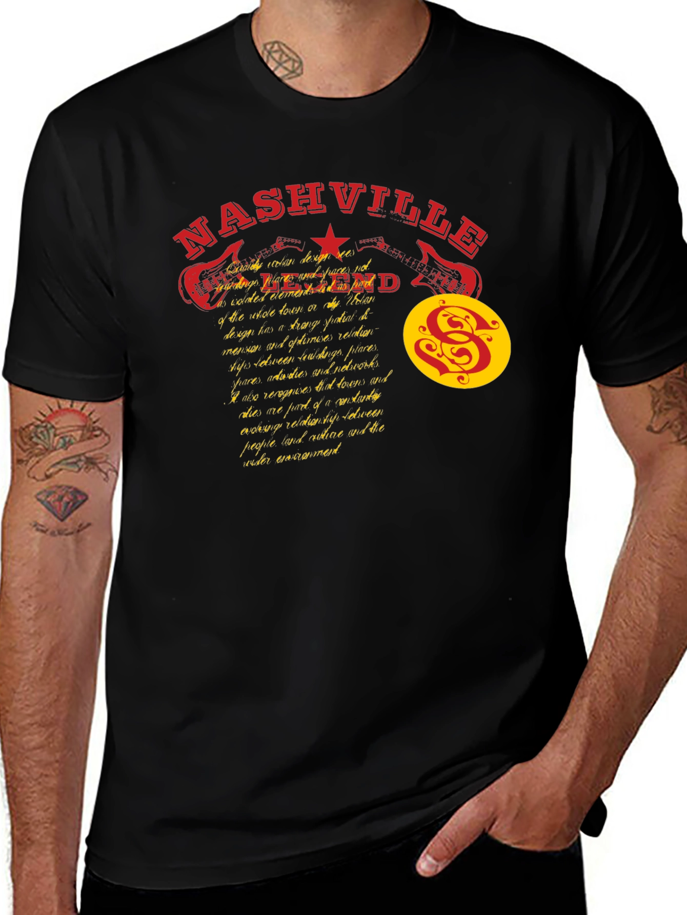 Nashville Legend Graphic Tee - Black Cotton Blend T-Shirt