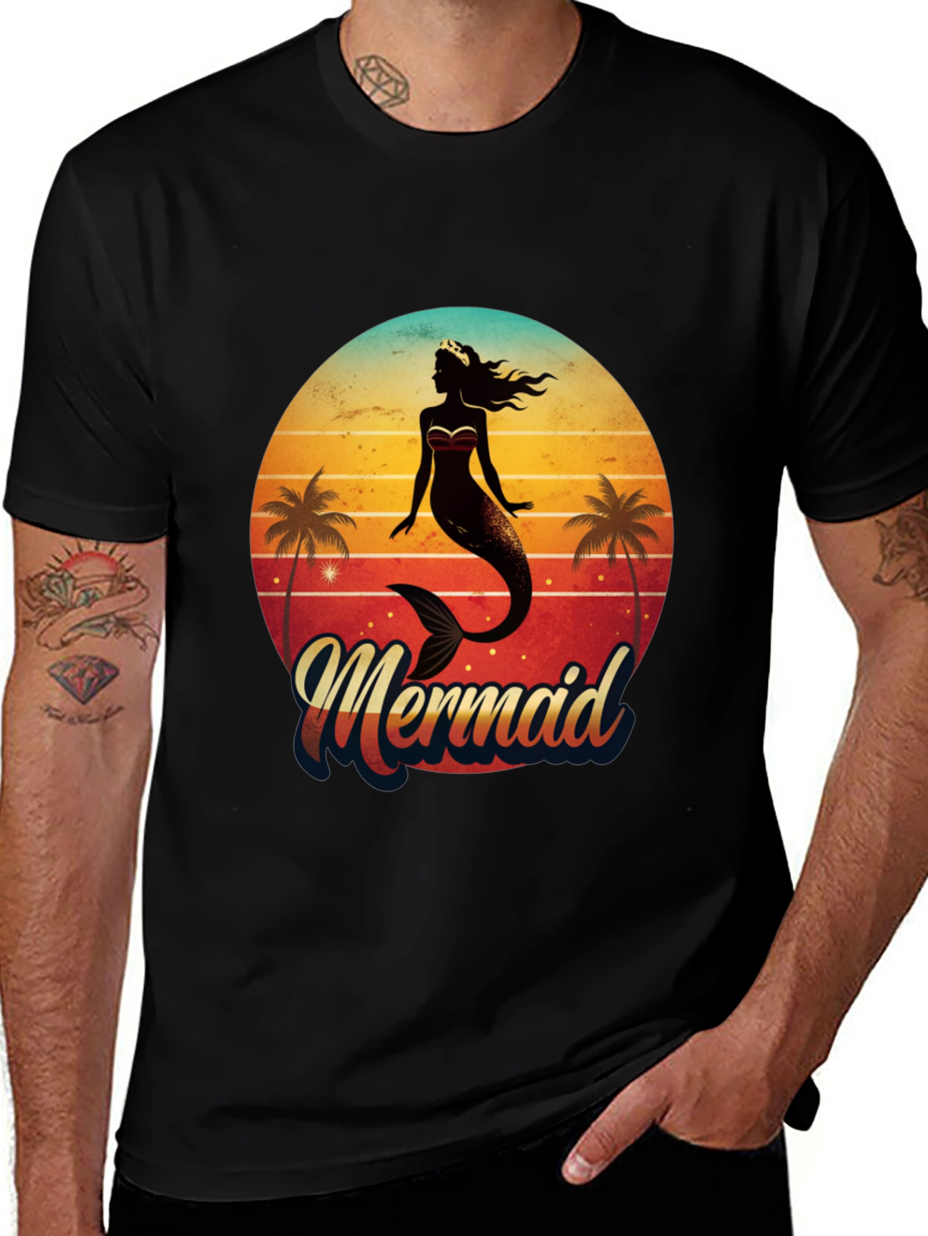 Variant 23 of Retro Mermaid Graphic Tee - Beach Vibes