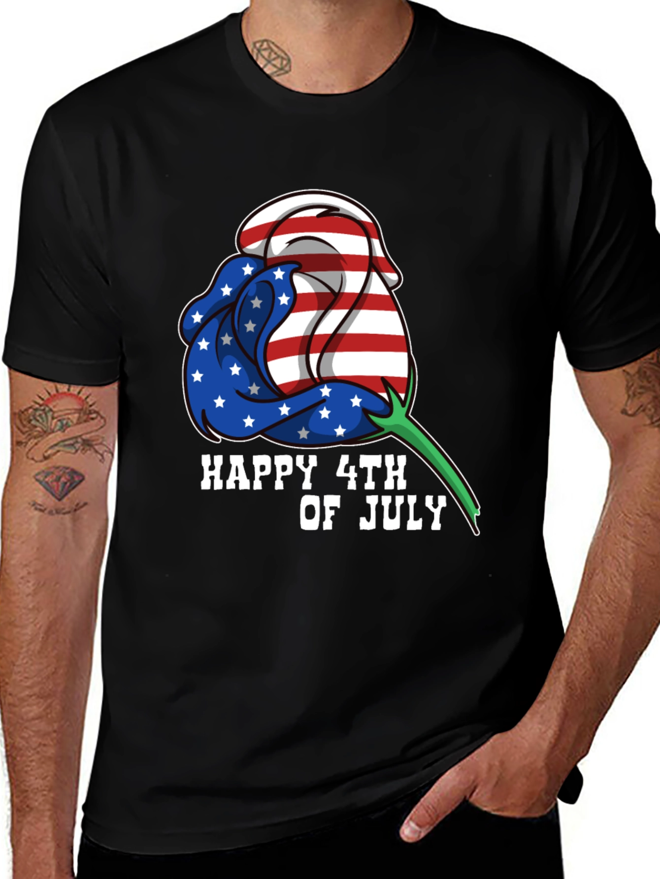 Variant 12 of Happy 4th of July Patriotic Rose T-Shirt