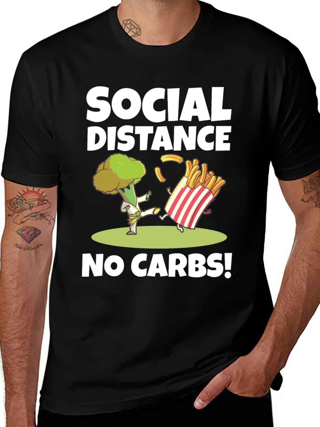 Variant 27 of Social Distance No Carbs T-Shirt Funny Food Pun